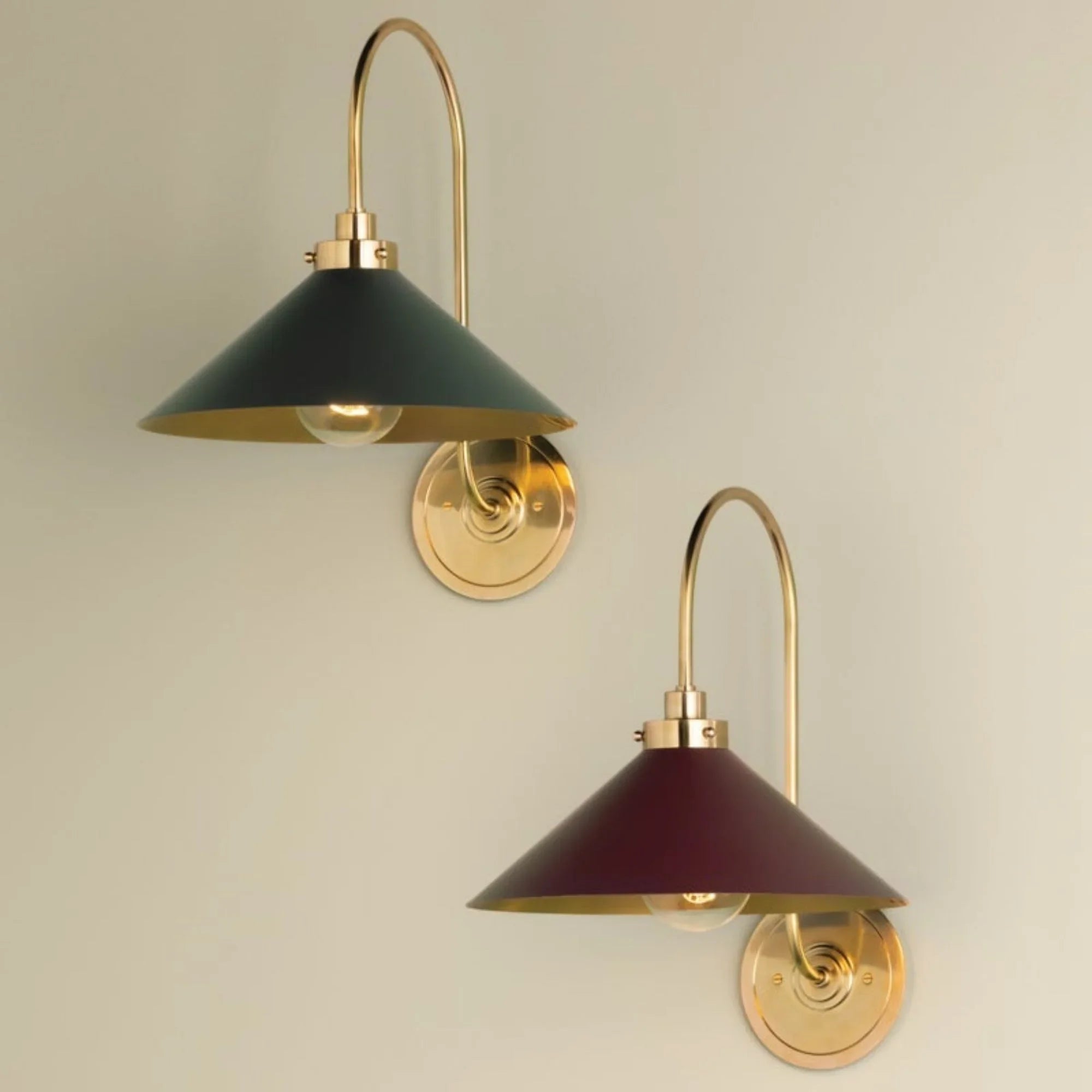 Clivedon 16" Wall Sconce, Aged Brass/Soft Studio Green Finish