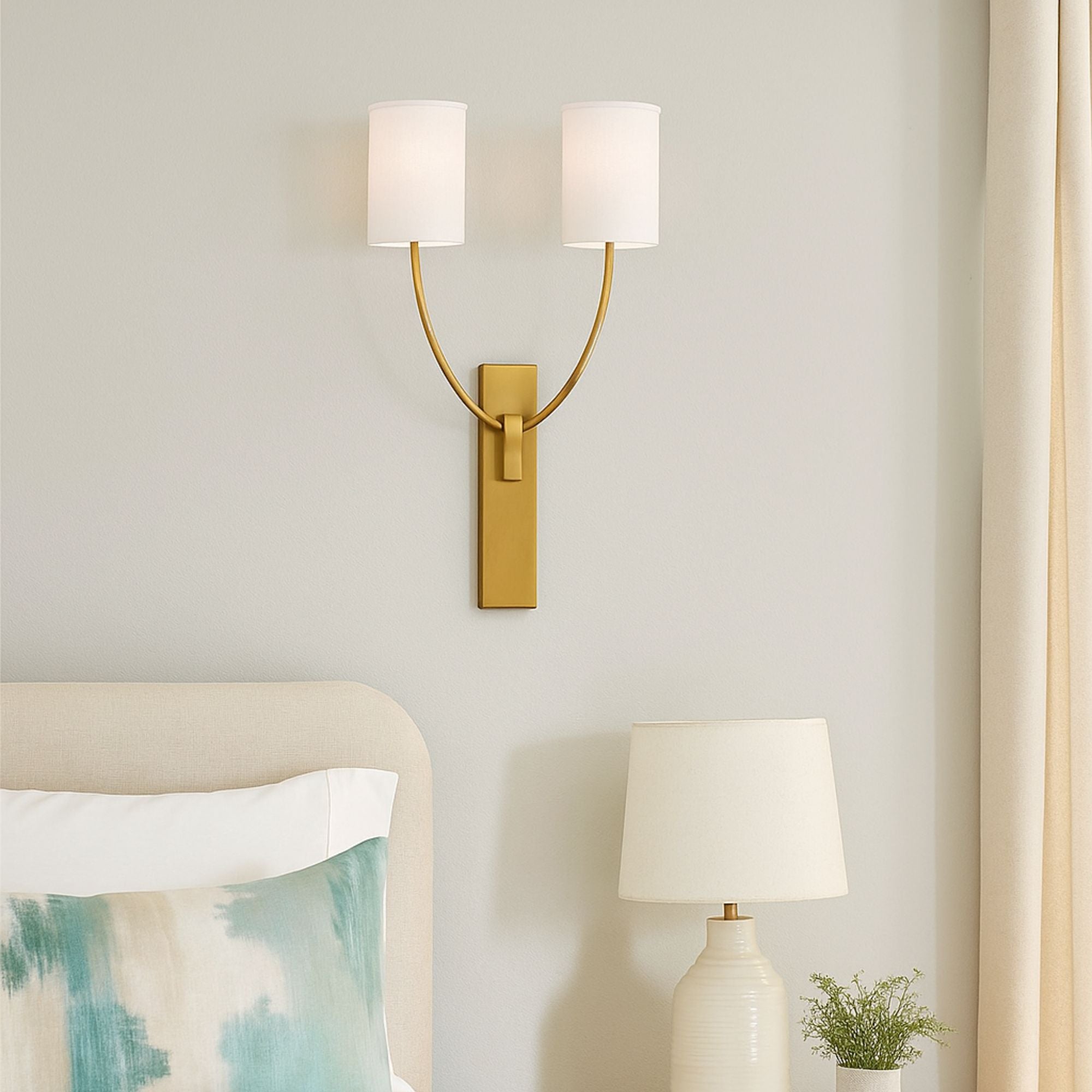 Colton 25" 2-Light Wall Sconce, Aged Brass Finish