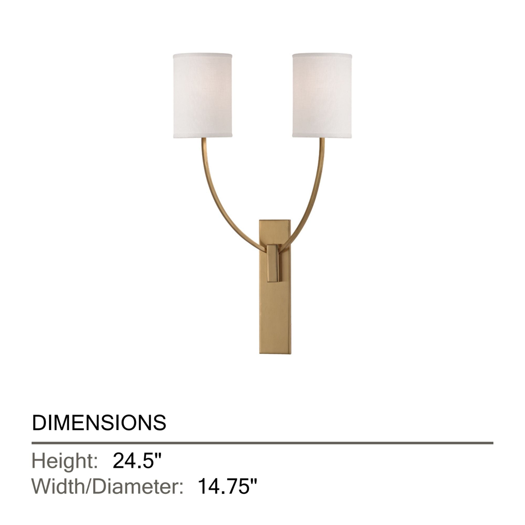 Colton 25" 2-Light Wall Sconce, Aged Brass Finish