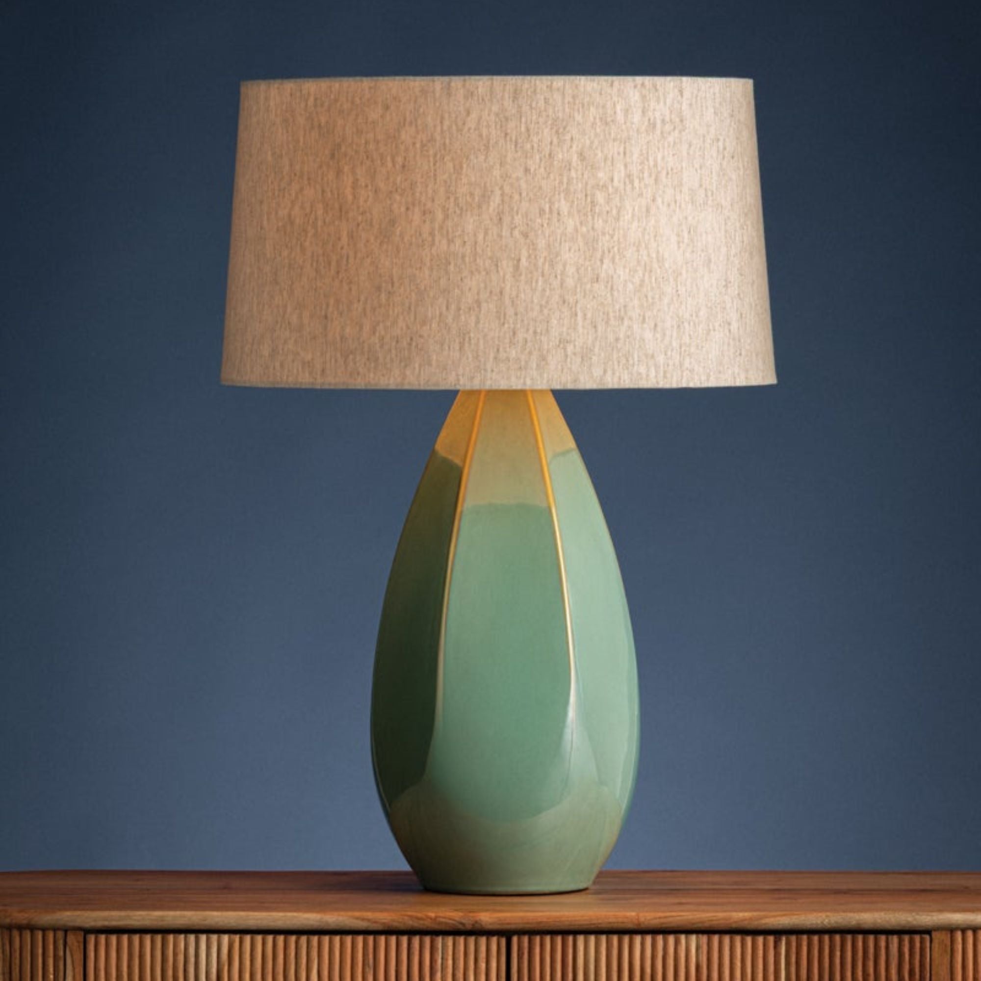 Colwyn 30" Table Lamp, Aged Brass/Ceramic Celadon Wash Finish