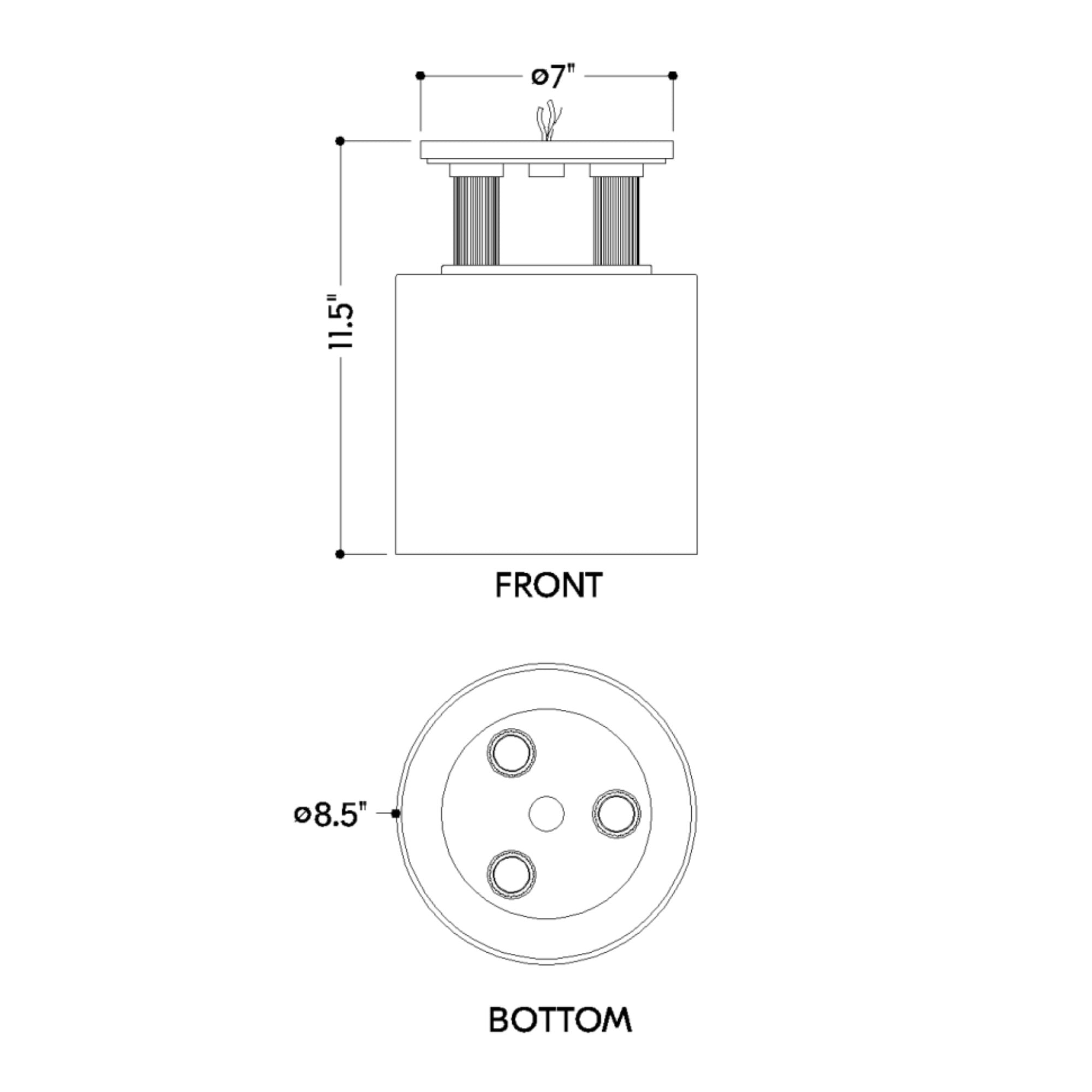 Crystler 12" 3-Light Flush Mount, Aged Brass Finish