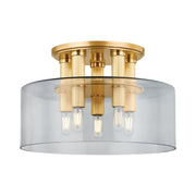 Crystler 15" 5-Light Flush Mount, Aged Brass Finish