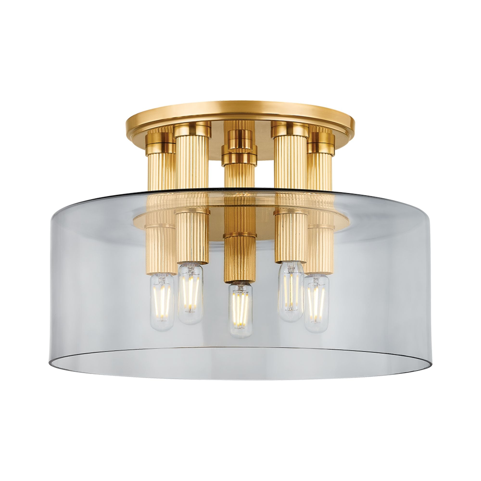Crystler 15" 5-Light Flush Mount, Aged Brass Finish