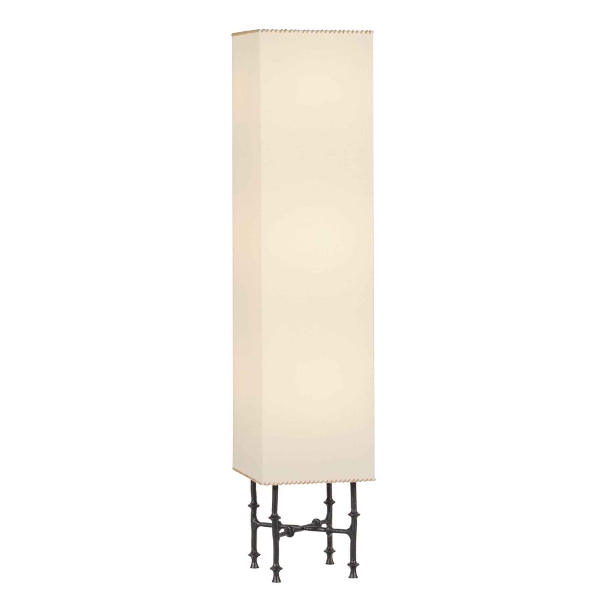 Hudson Valley Cy 56.25 in. Floor Lamp, Black Iron with Off White Linen Rectangular Shade