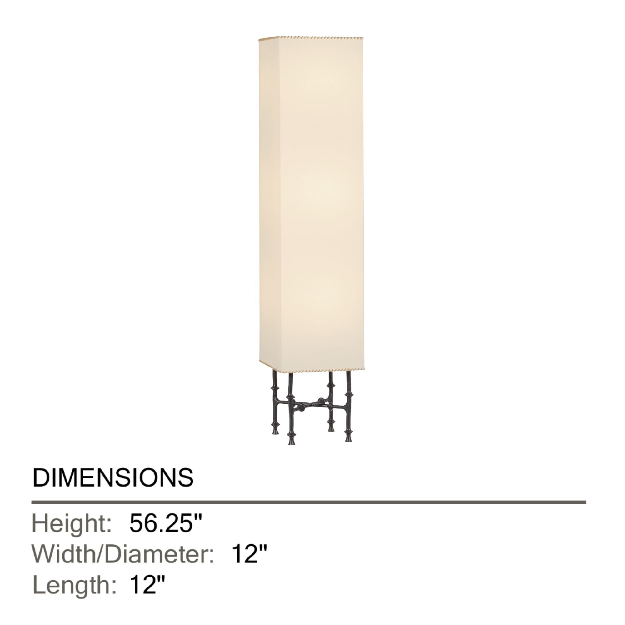 Hudson Valley Cy 56.25 in. Floor Lamp, Black Iron with Off White Linen Rectangular Shade