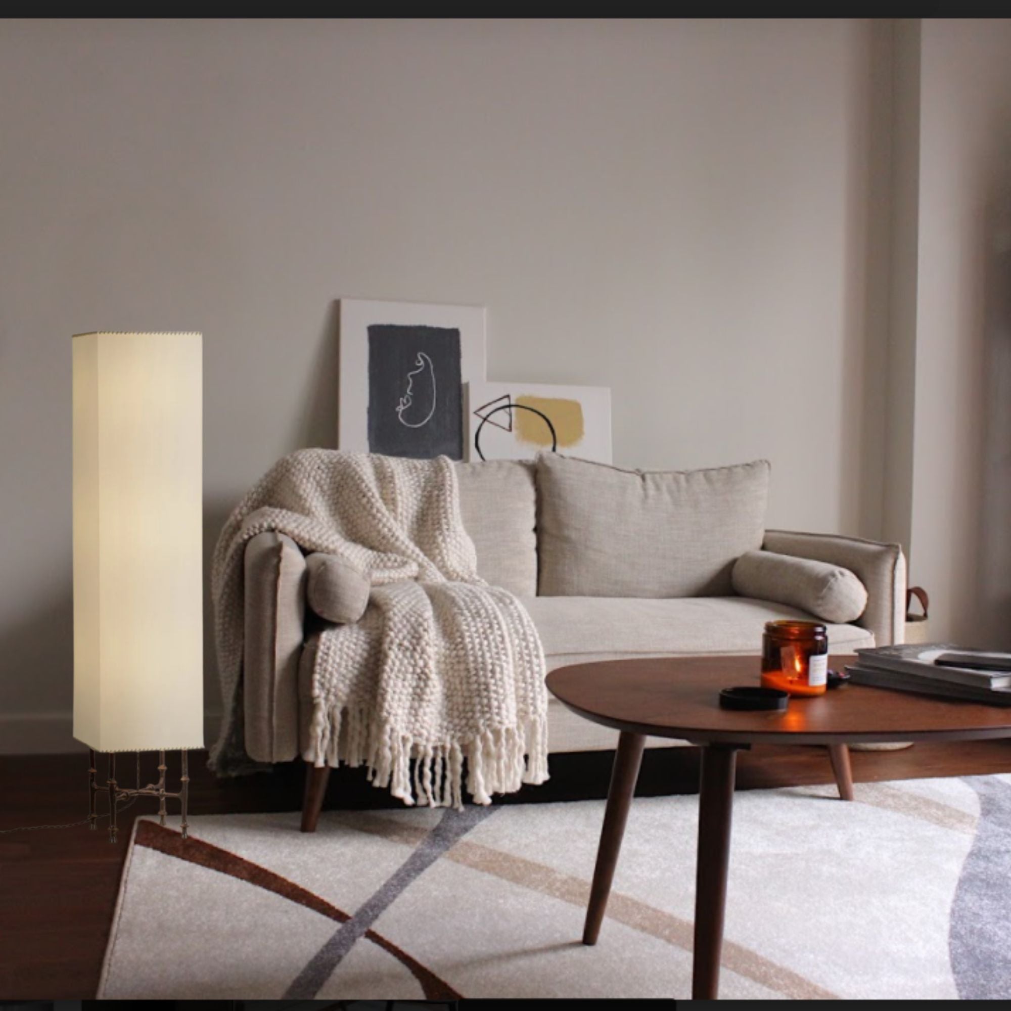 Hudson Valley Cy 56.25 in. Floor Lamp, Black Iron with Off White Linen Rectangular Shade