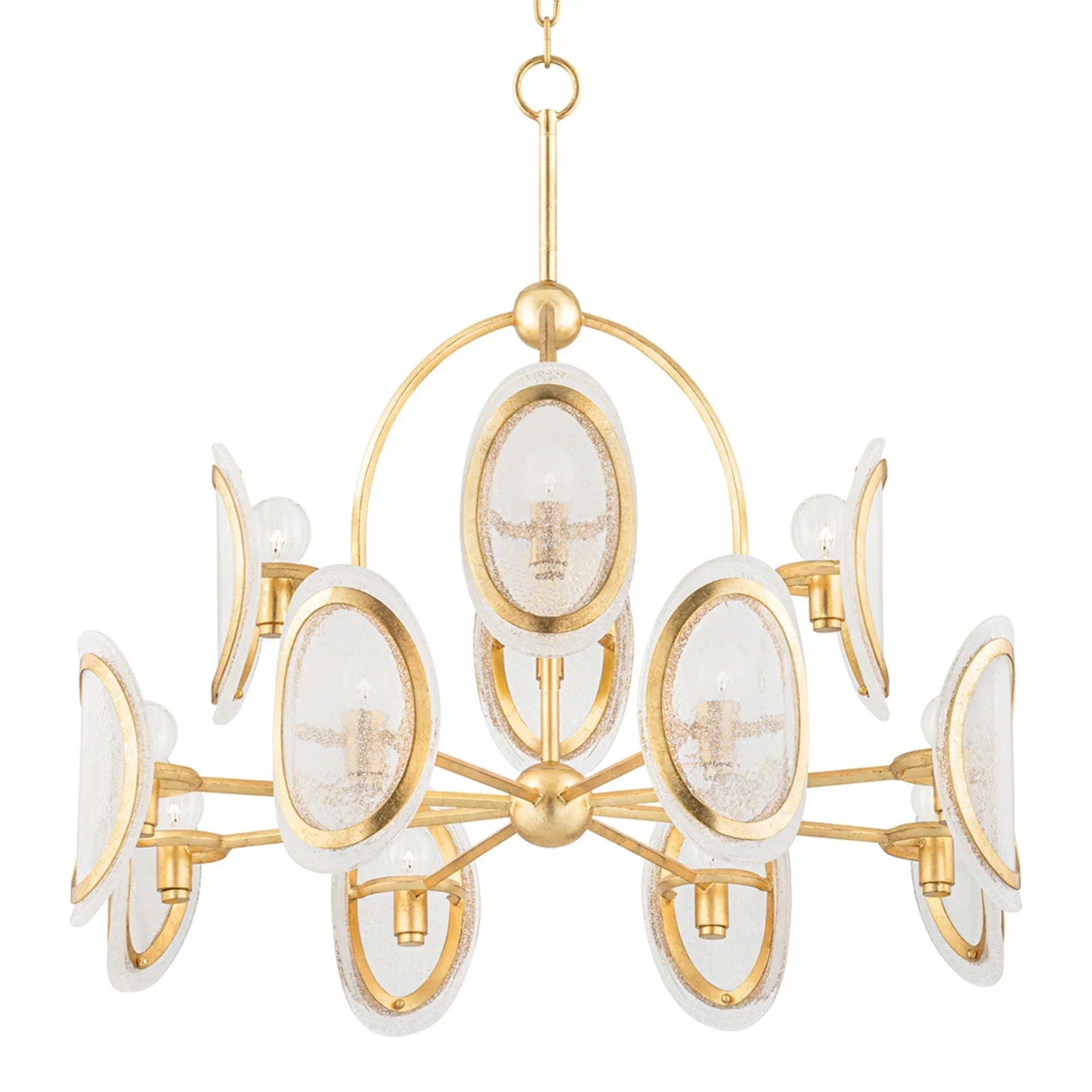 Danes 34" 12-Light Chandelier, Vintage Gold Leaf Finish