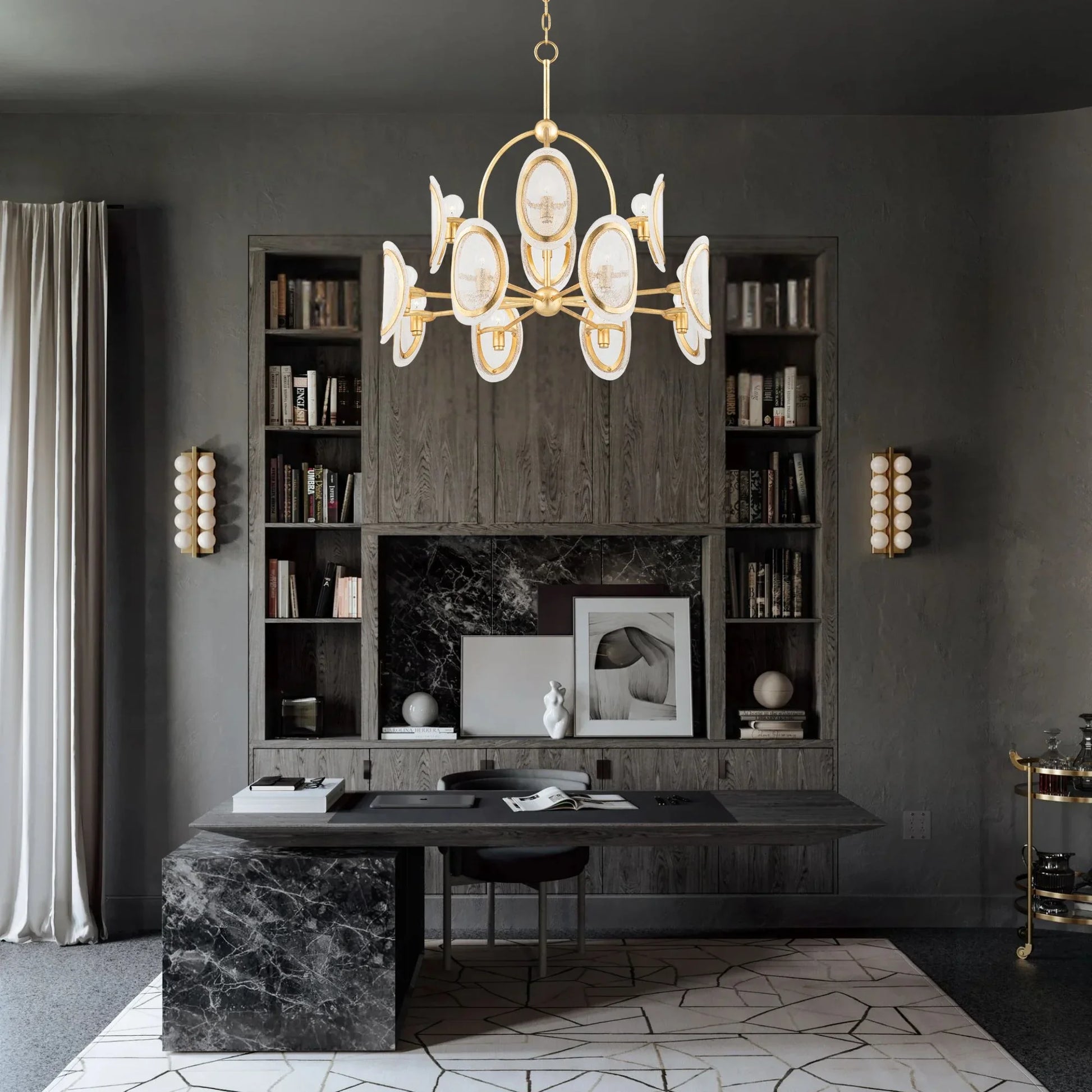 Hudson Valley Lighting - Danes 34" 12-Light Chandelier, Vintage Gold Leaf Finish | Bees Lighting