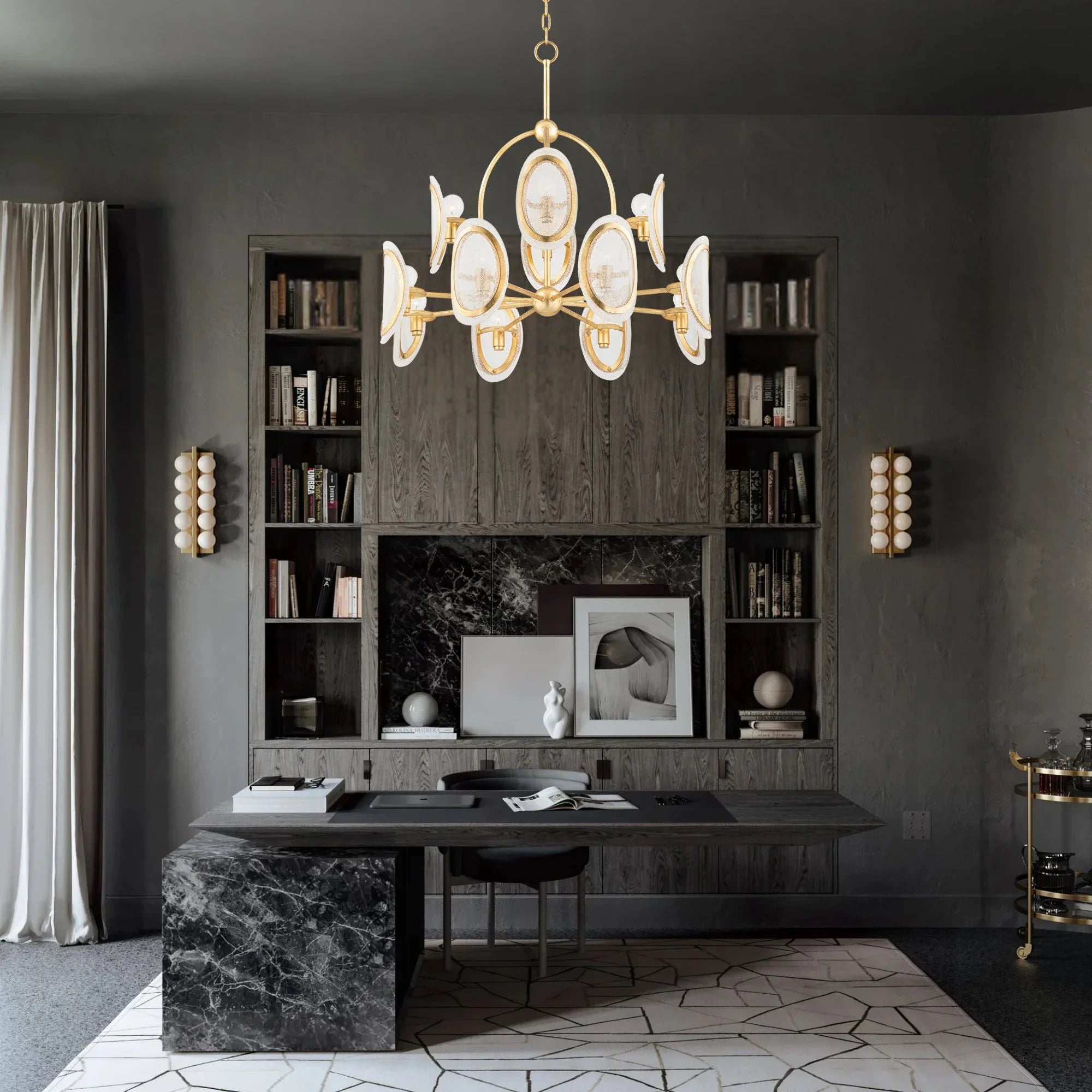 Danes 34" 12-Light Chandelier, Vintage Gold Leaf Finish