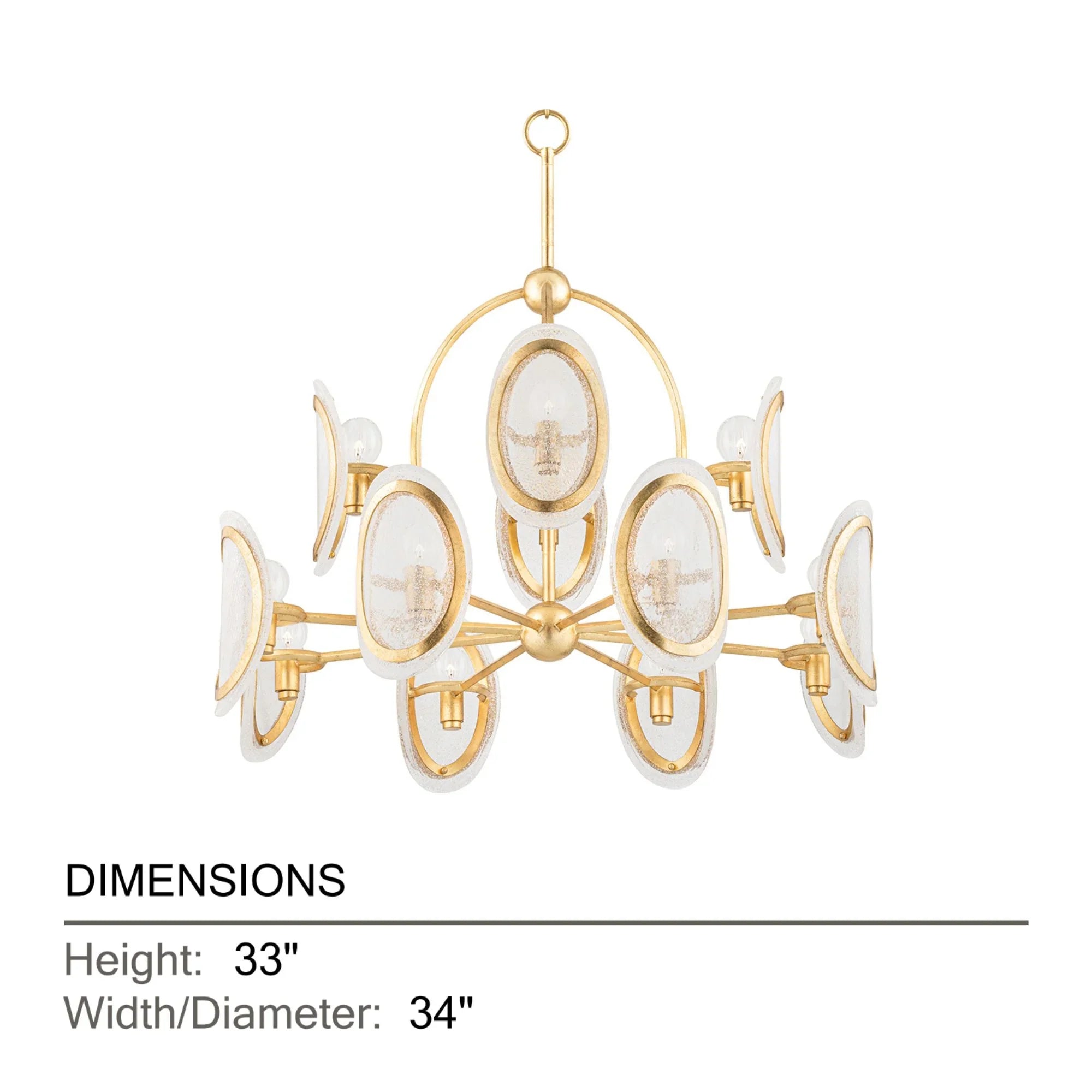 Hudson Valley Lighting - Danes 34" 12-Light Chandelier, Vintage Gold Leaf Finish | Bees Lighting