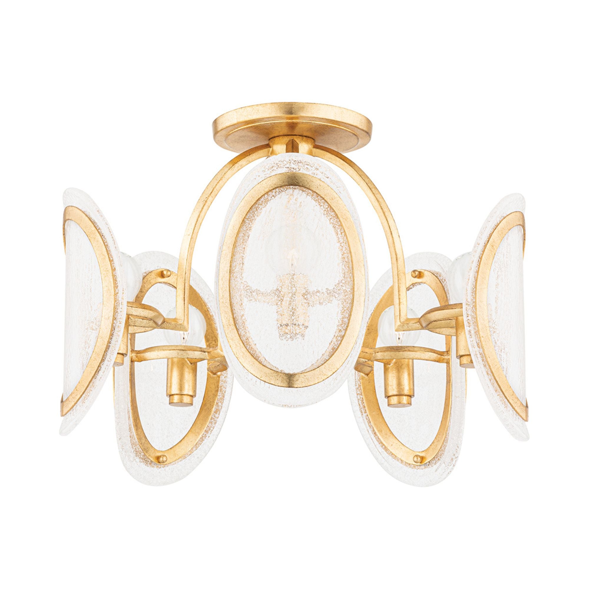 Danes 20" 5-Light Semi Flush Mount, Vintage Gold Leaf Finish