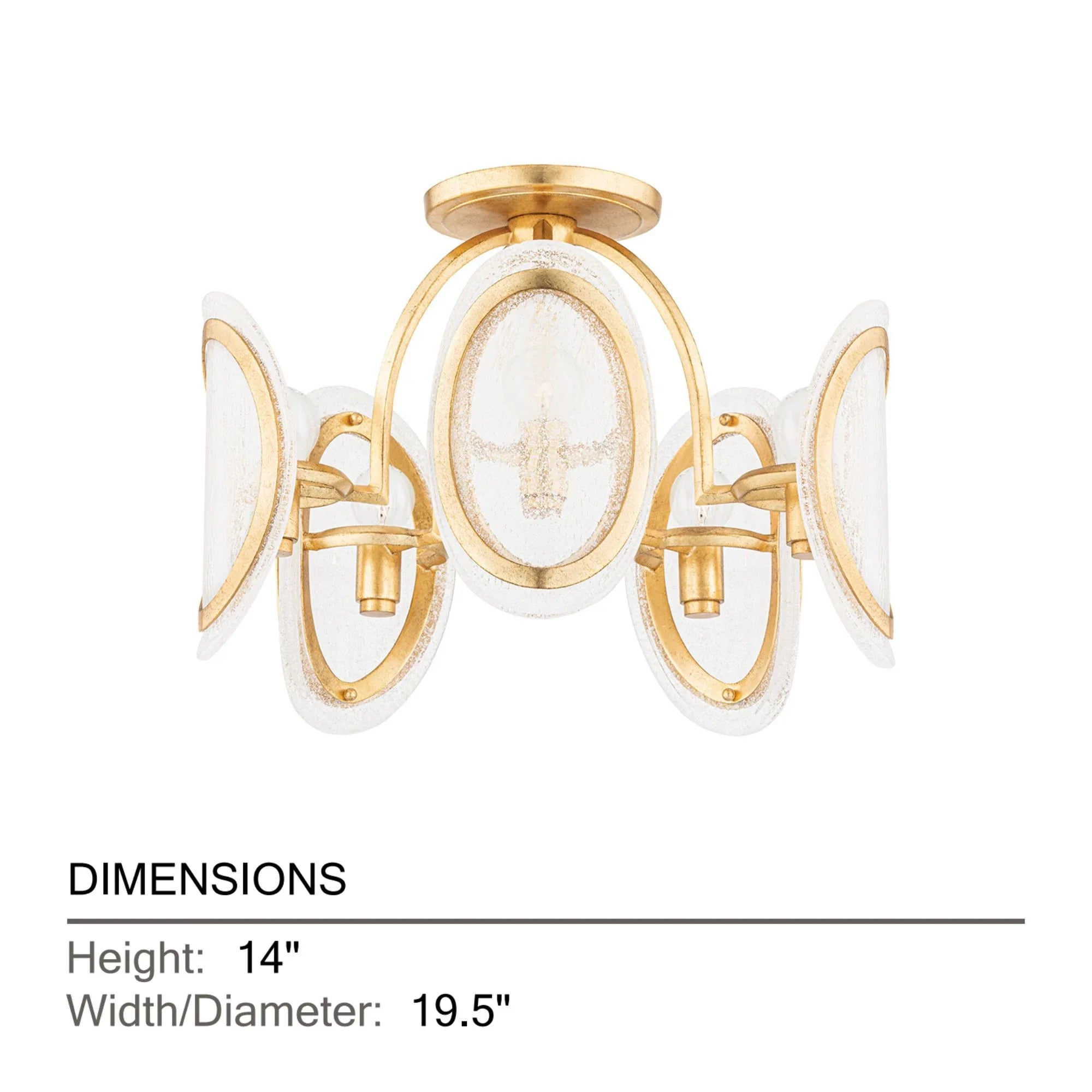 Hudson Valley Lighting - Danes 20" 5-Light Semi Flush Mount, Vintage Gold Leaf Finish | Bees Lighting