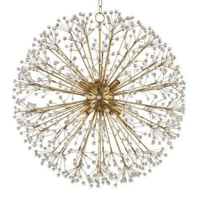 Hudson Valley Dunkirk 30 in. 10-Light Chandelier, Aged Brass with Clear Crystal