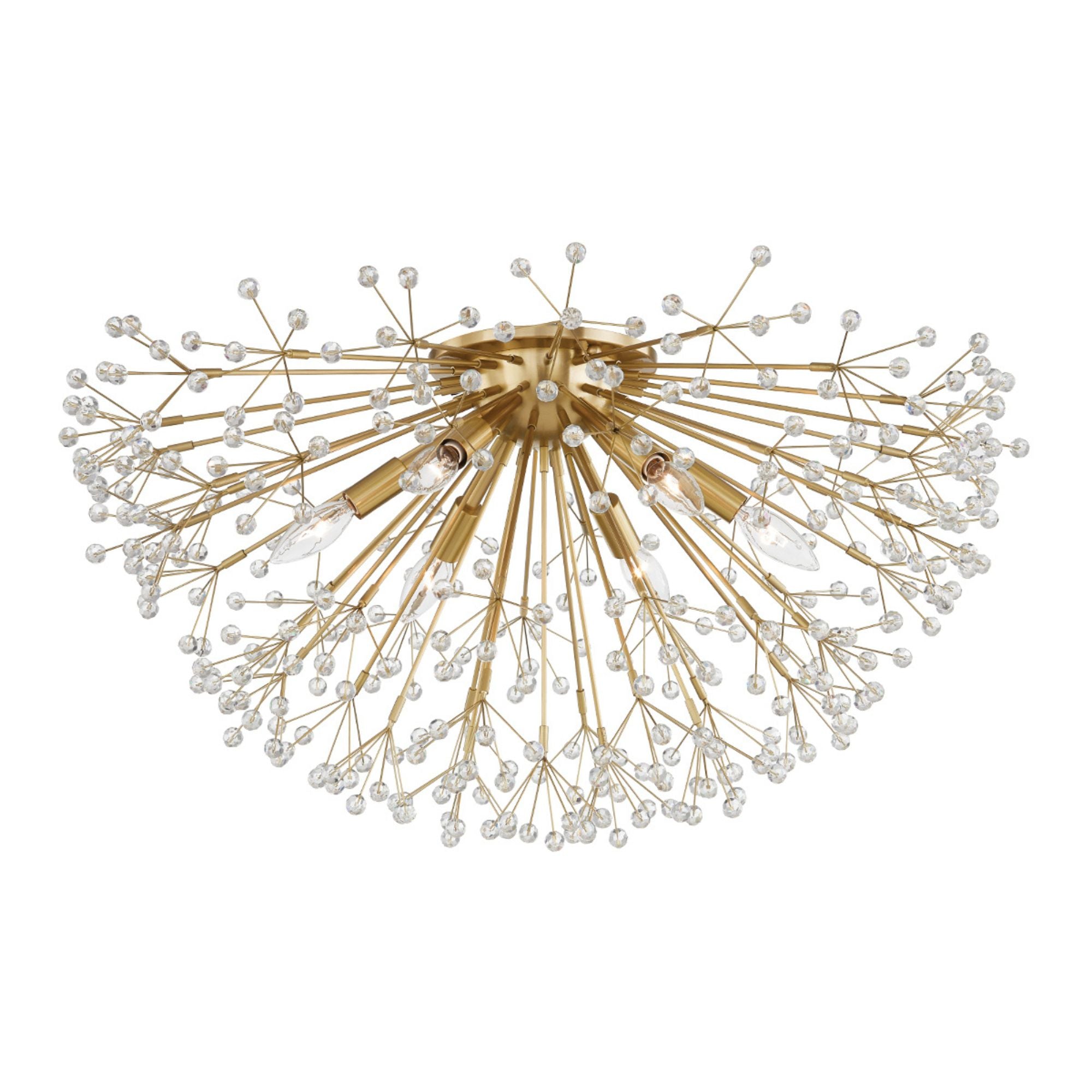 Dunkirk 30 in. 6 lights Flush Mount Light Brass Finish