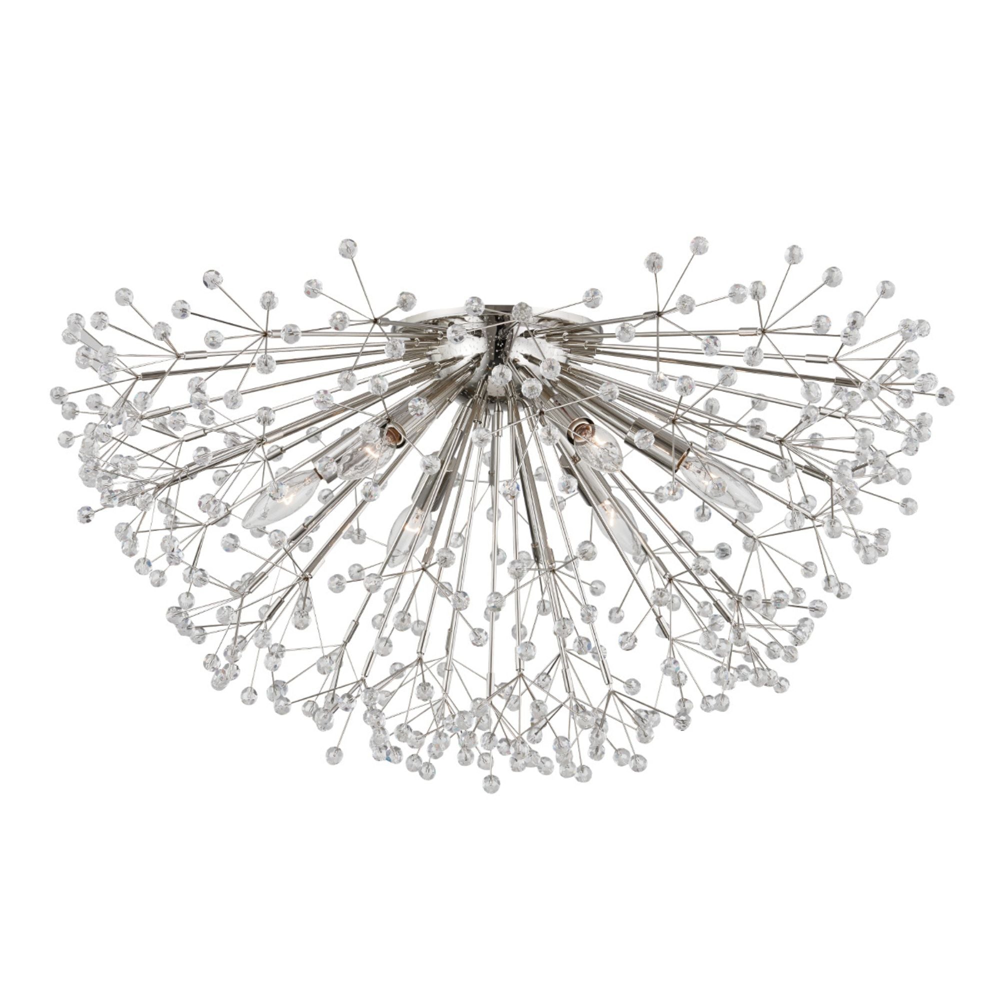Dunkirk 30 in. 6 lights Flush Mount Light Polished Nickel Finish