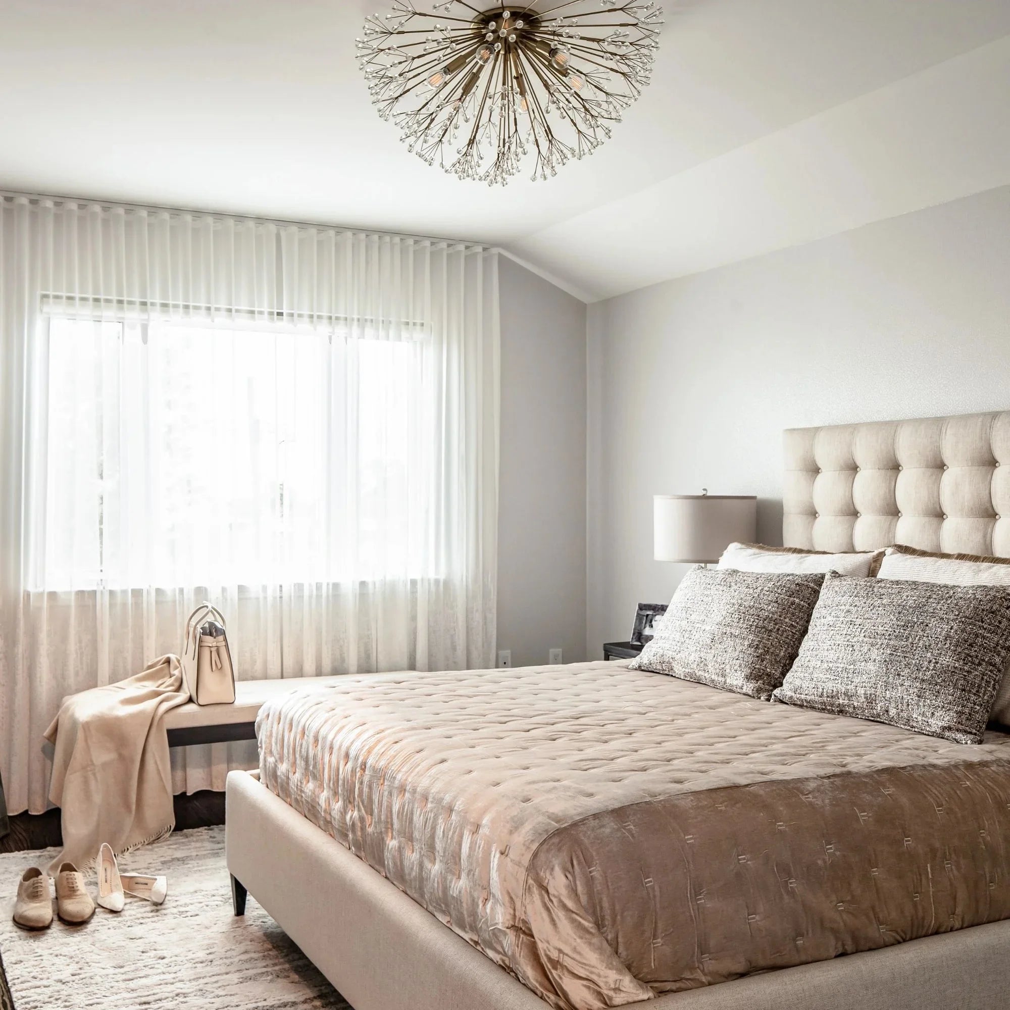 Hudson Valley Lighting - Dunkirk 30" 6-Light Semi Flush Mount, Aged Brass Finish | Bees Lighting