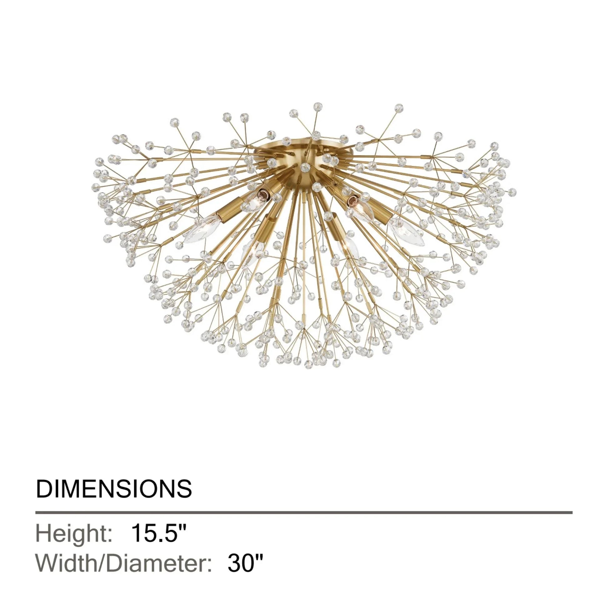 Hudson Valley Lighting - Dunkirk 30" 6-Light Semi Flush Mount, Aged Brass Finish | Bees Lighting