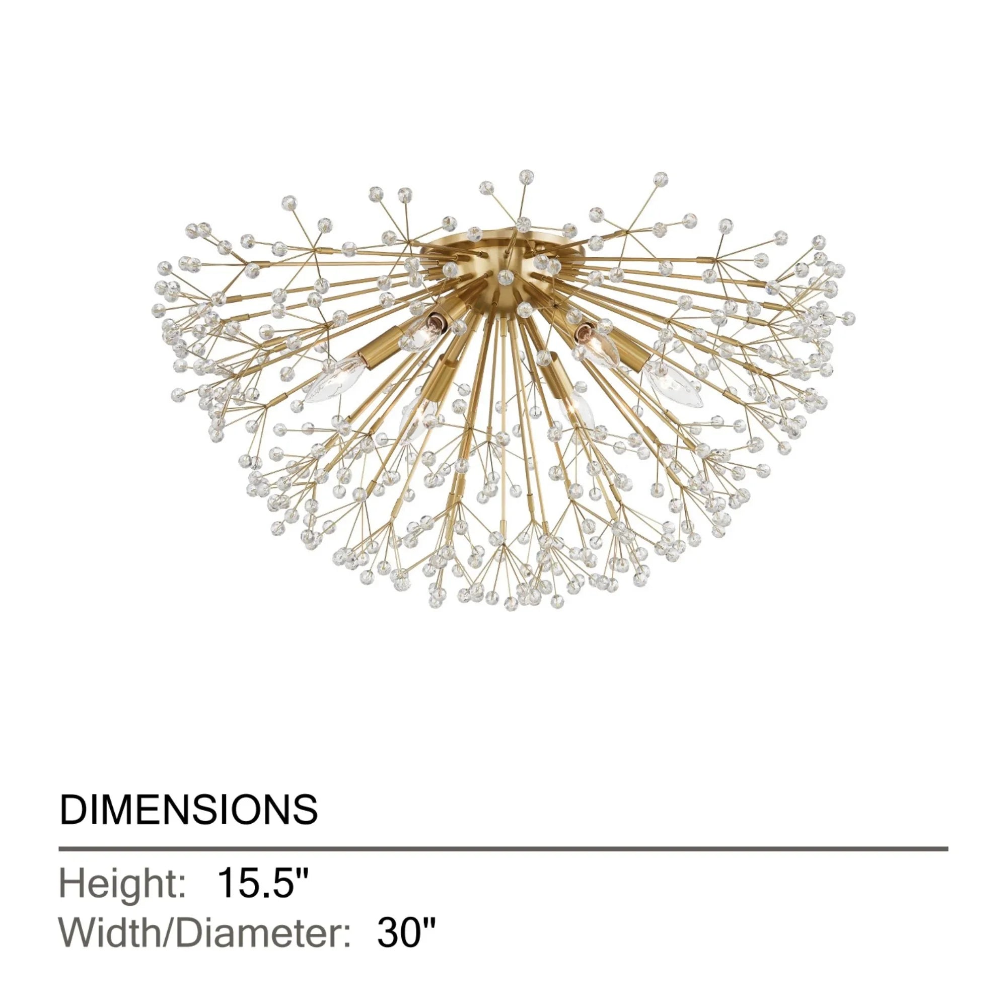 Hudson Valley Lighting - Dunkirk 30" 6-Light Semi Flush Mount, Aged Brass Finish | Bees Lighting