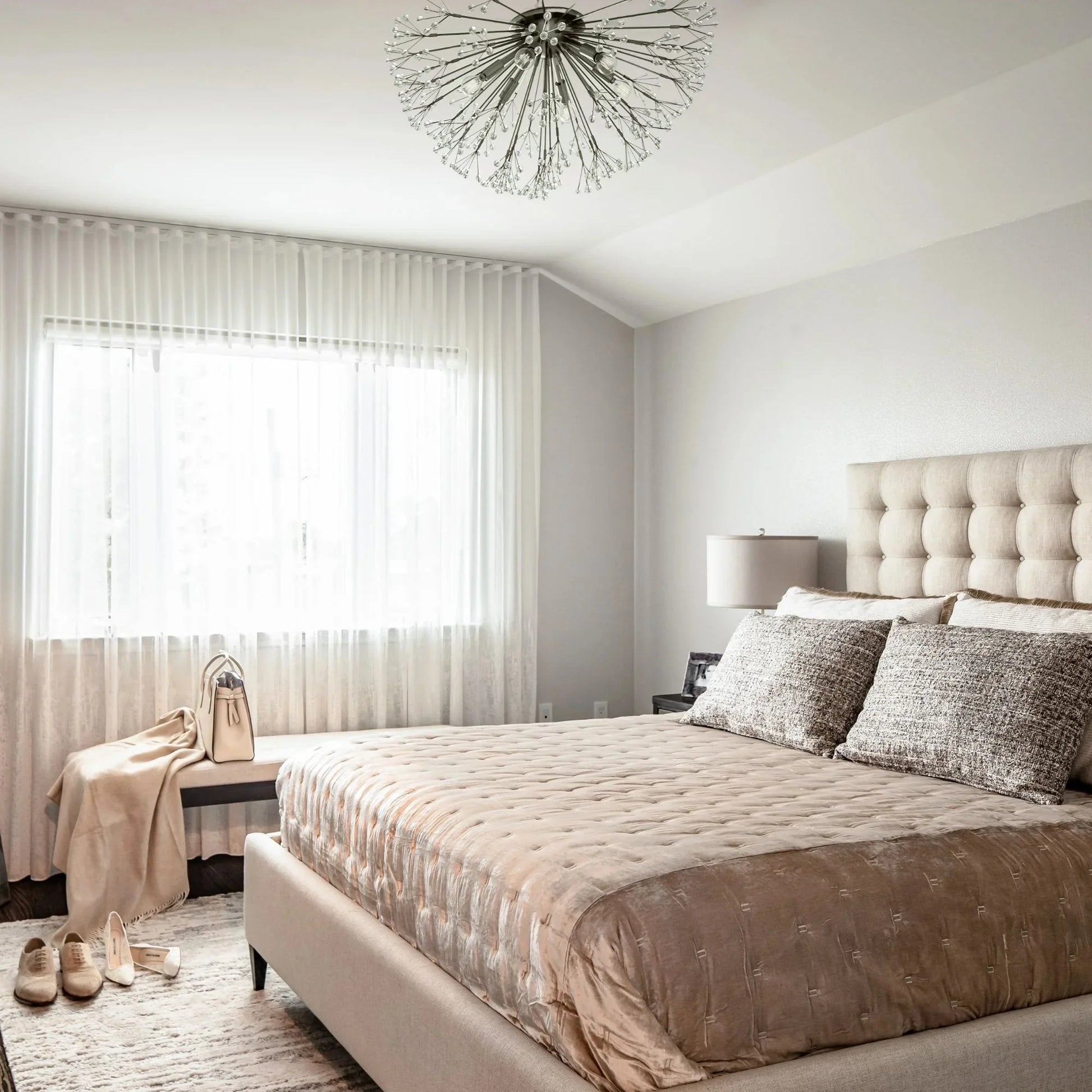 Hudson Valley Lighting - Dunkirk 30" 6-Light Semi Flush Mount, Polished Nickel Finish | Bees Lighting