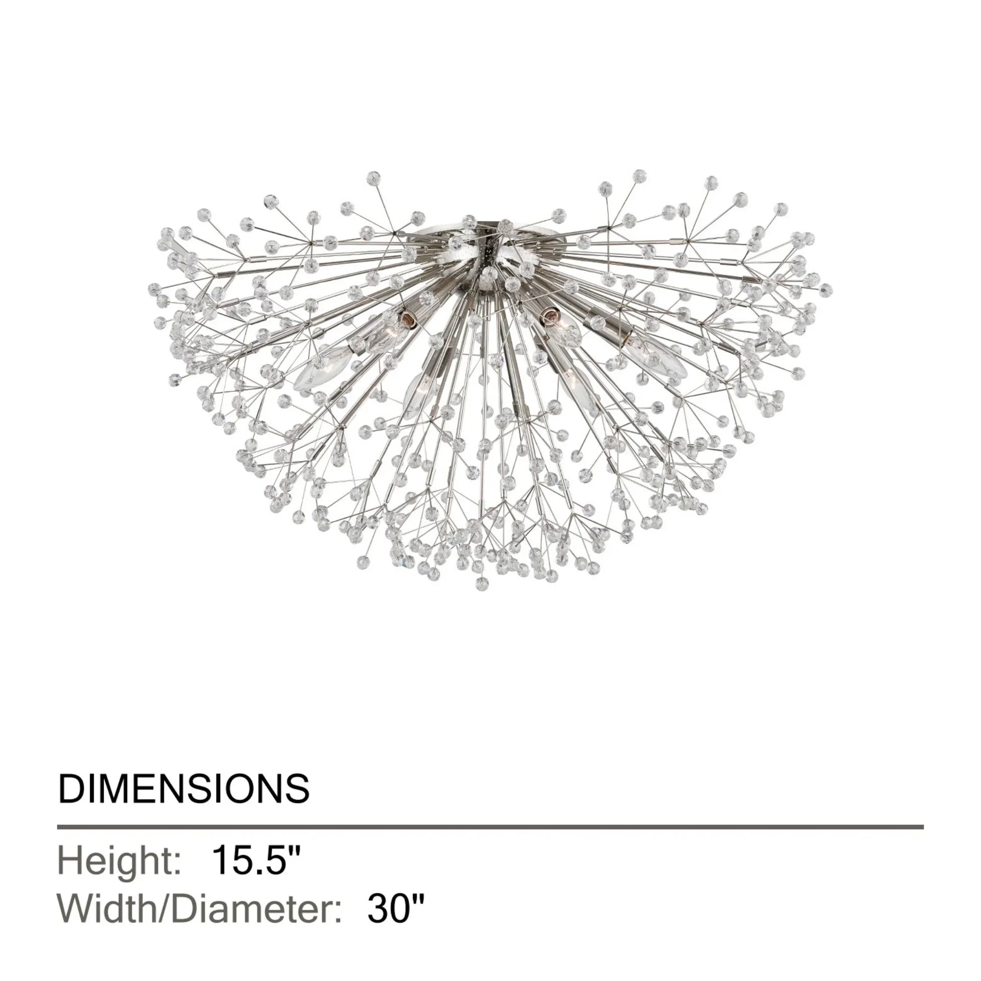 Hudson Valley Lighting - Dunkirk 30" 6-Light Semi Flush Mount, Polished Nickel Finish | Bees Lighting