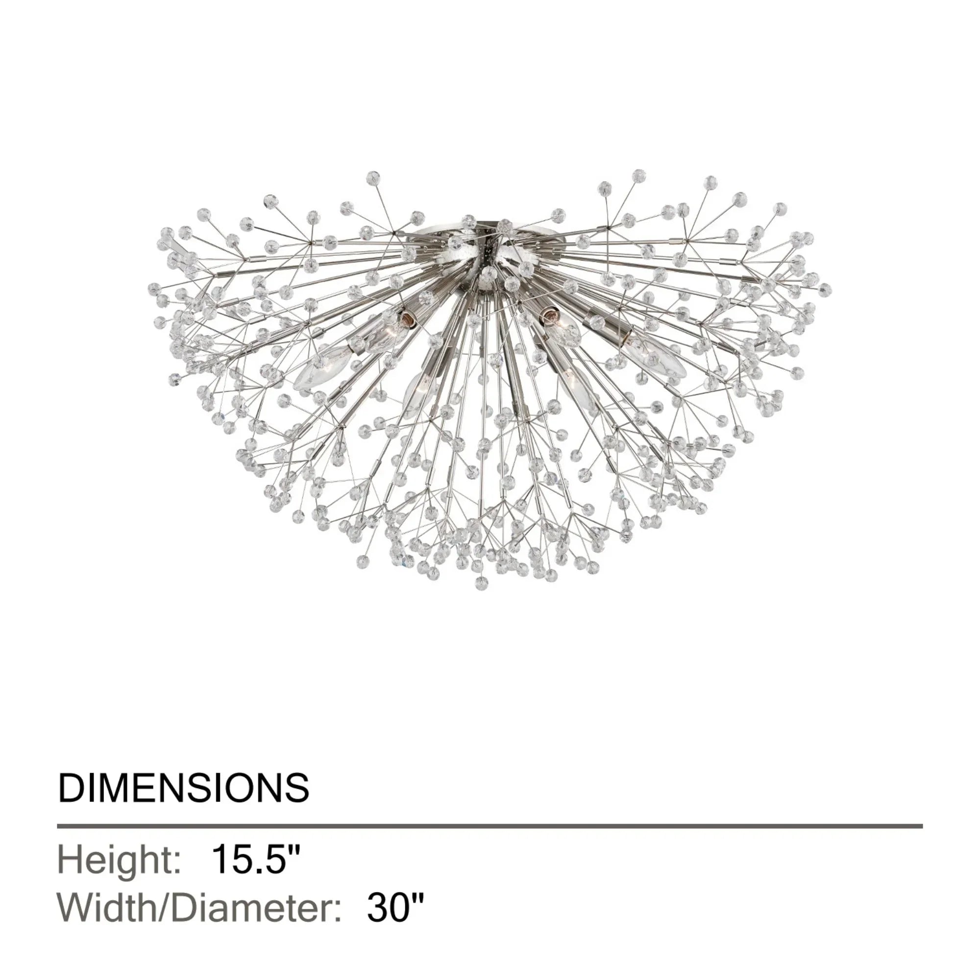 Hudson Valley Lighting - Dunkirk 30" 6-Light Semi Flush Mount, Polished Nickel Finish | Bees Lighting