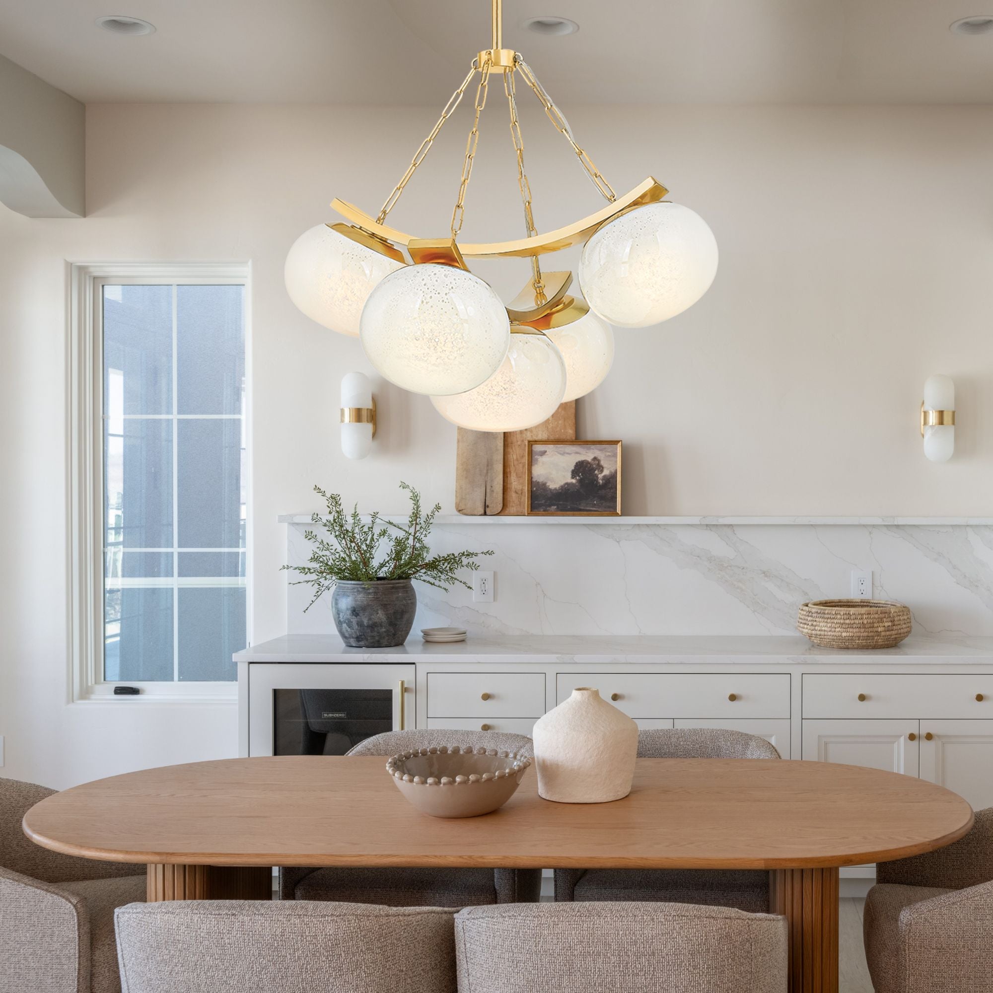Duxbury 32" 5-Light Chandelier, Aged Brass Finish