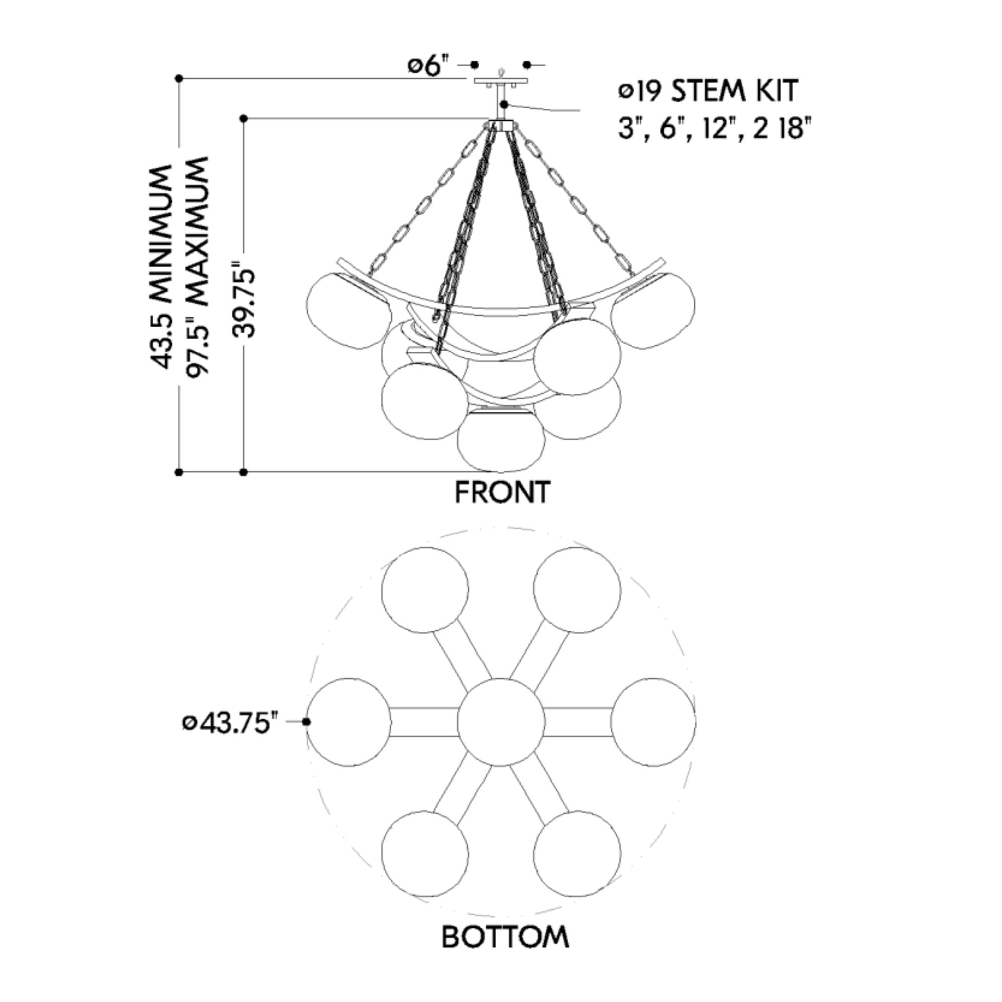 Duxbury 44" 7-Light Chandelier, Aged Brass Finish