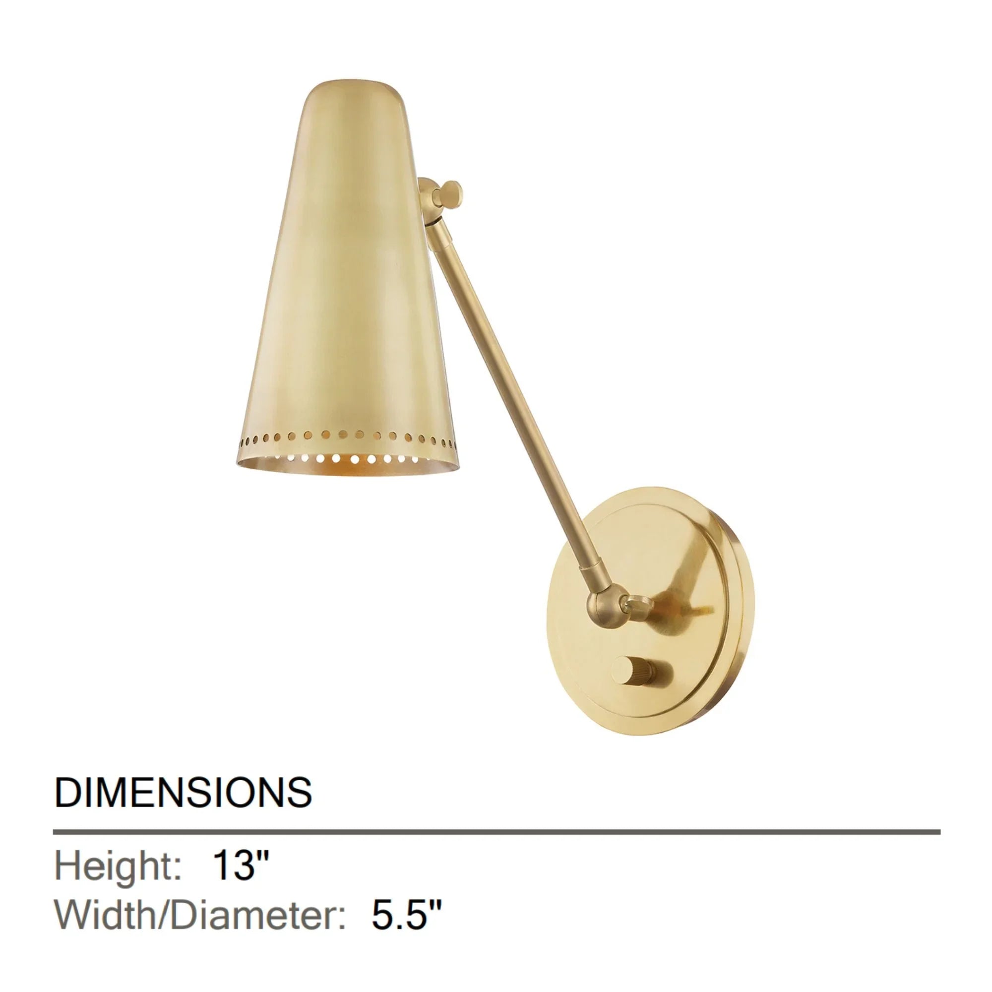 Easley 13" Swing Arm Lamp, Aged Brass Finish