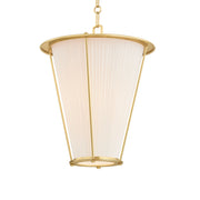 Hudson Valley Ellsworth 18.75 in. Pendant Light, Aged Brass with Ivory Silk Shade