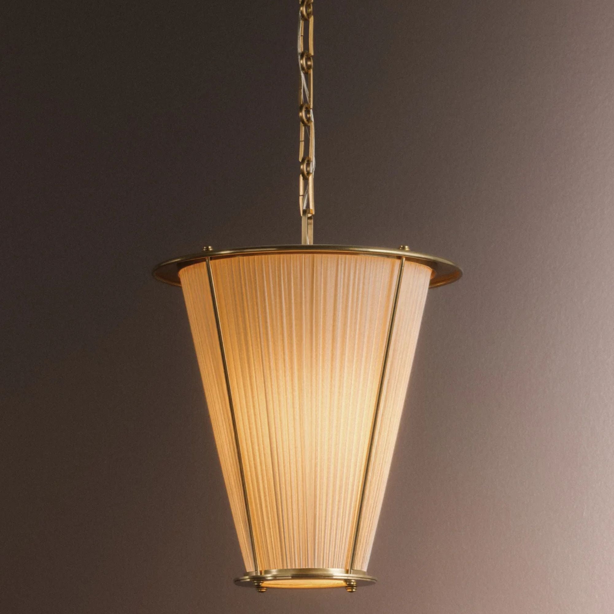 Hudson Valley Ellsworth 18.75 in. Pendant Light, Aged Brass with Ivory Silk Shade
