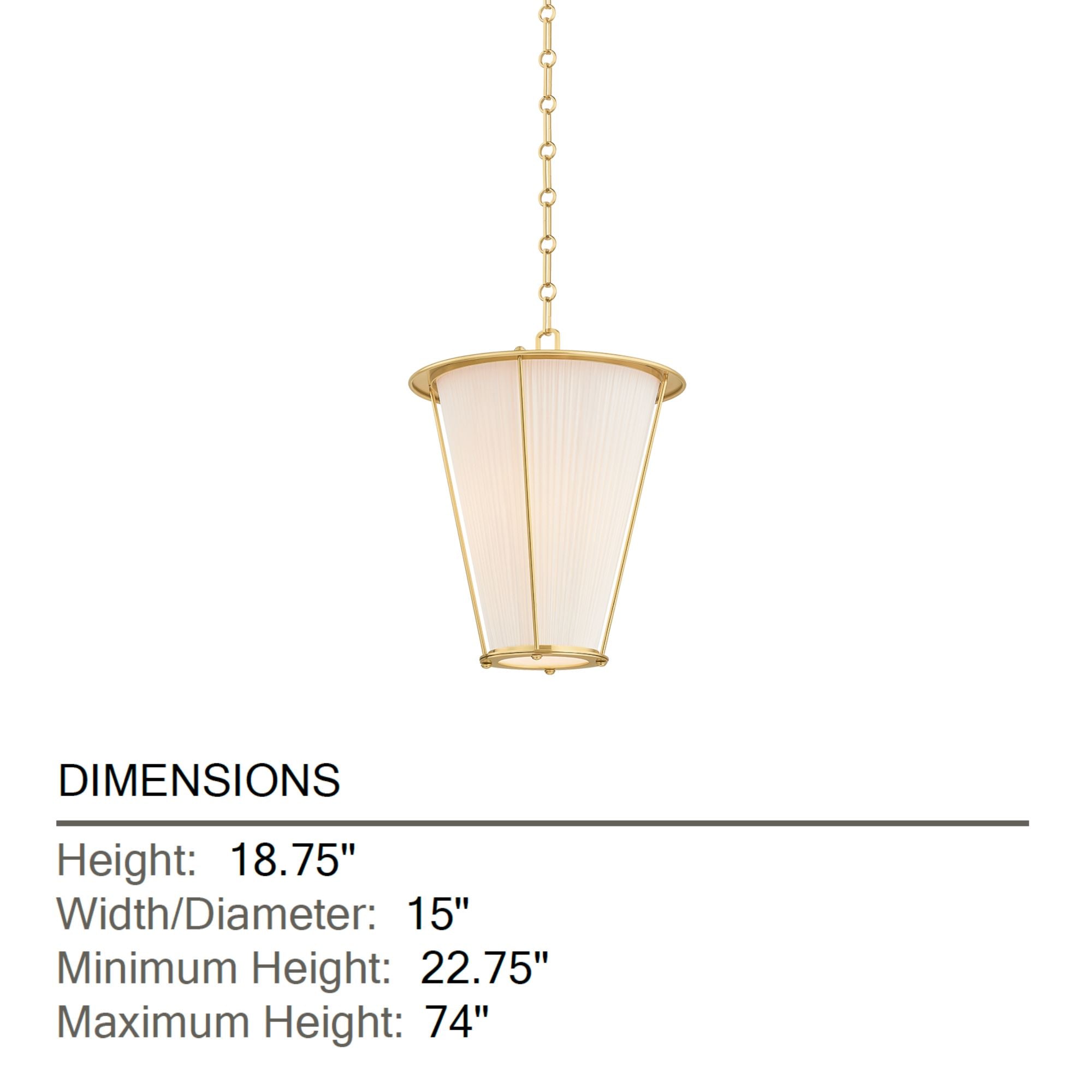 Hudson Valley Ellsworth 18.75 in. Pendant Light, Aged Brass with Ivory Silk Shade