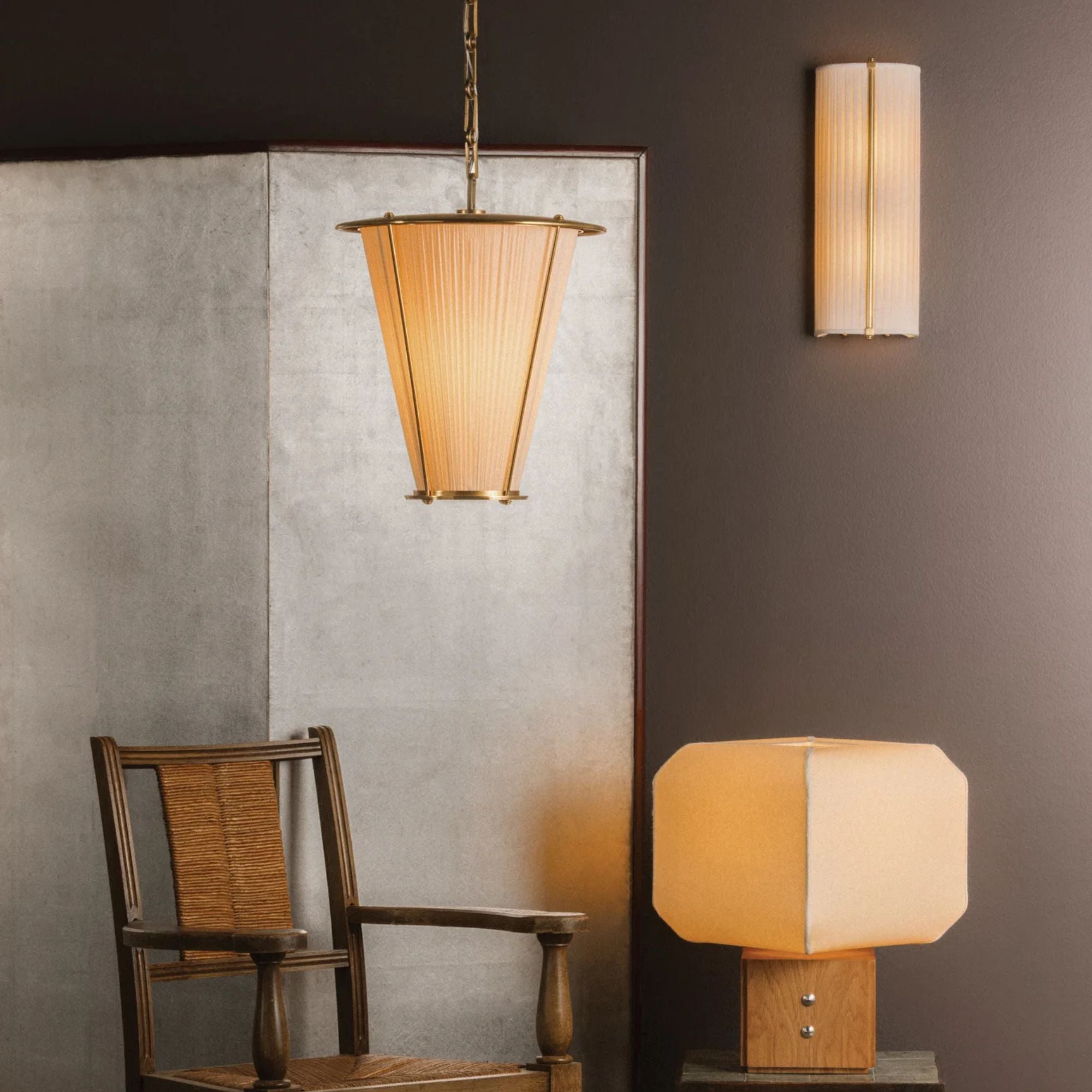 Hudson Valley Ellsworth 18.75 in. Pendant Light, Aged Brass with Ivory Silk Shade