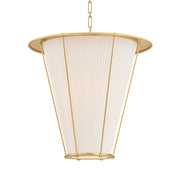 Hudson Valley Ellsworth 23.75 in. Pendant Light, Aged Brass with Ivory Silk Shade