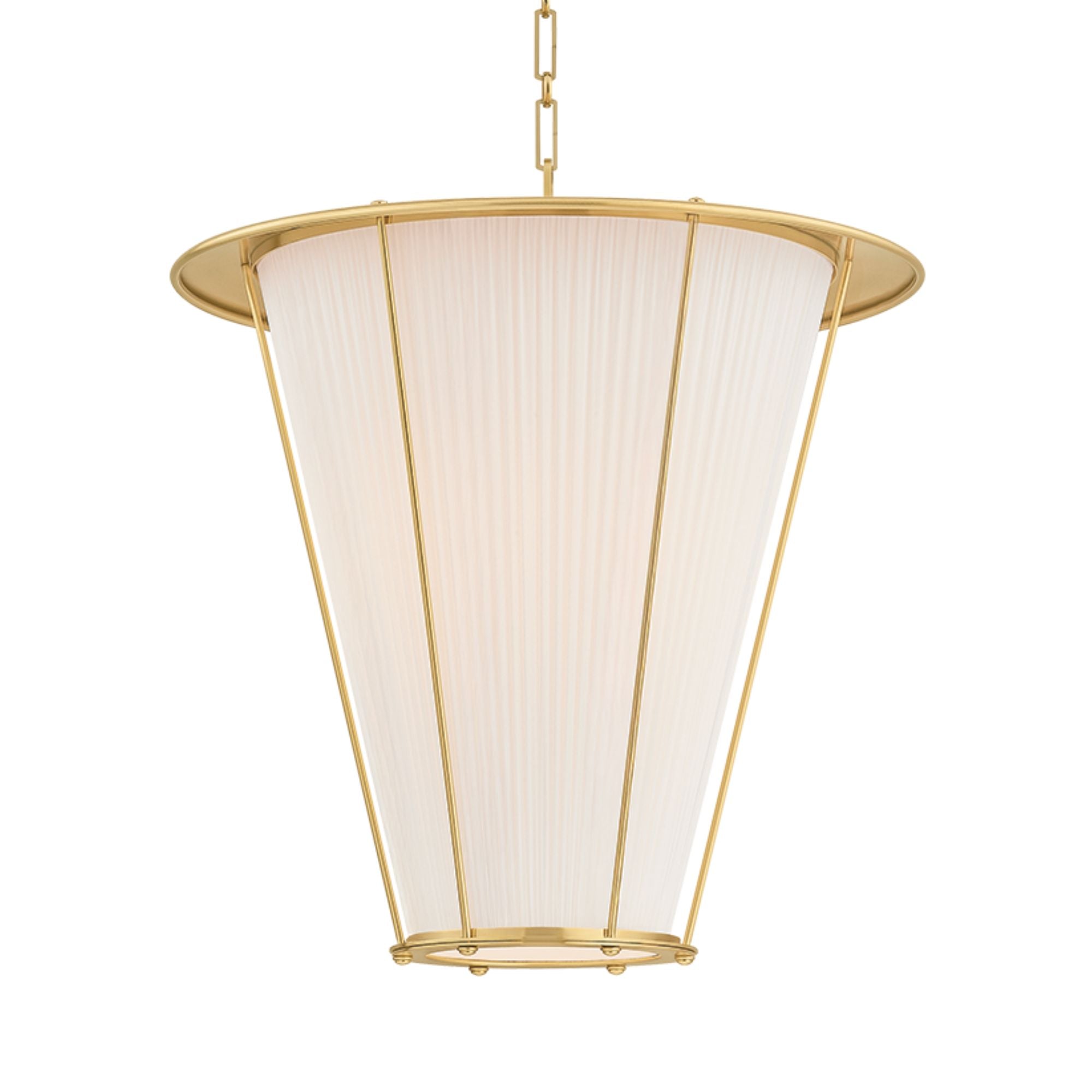 Hudson Valley Ellsworth 23.75 in. Pendant Light, Aged Brass with Ivory Silk Shade