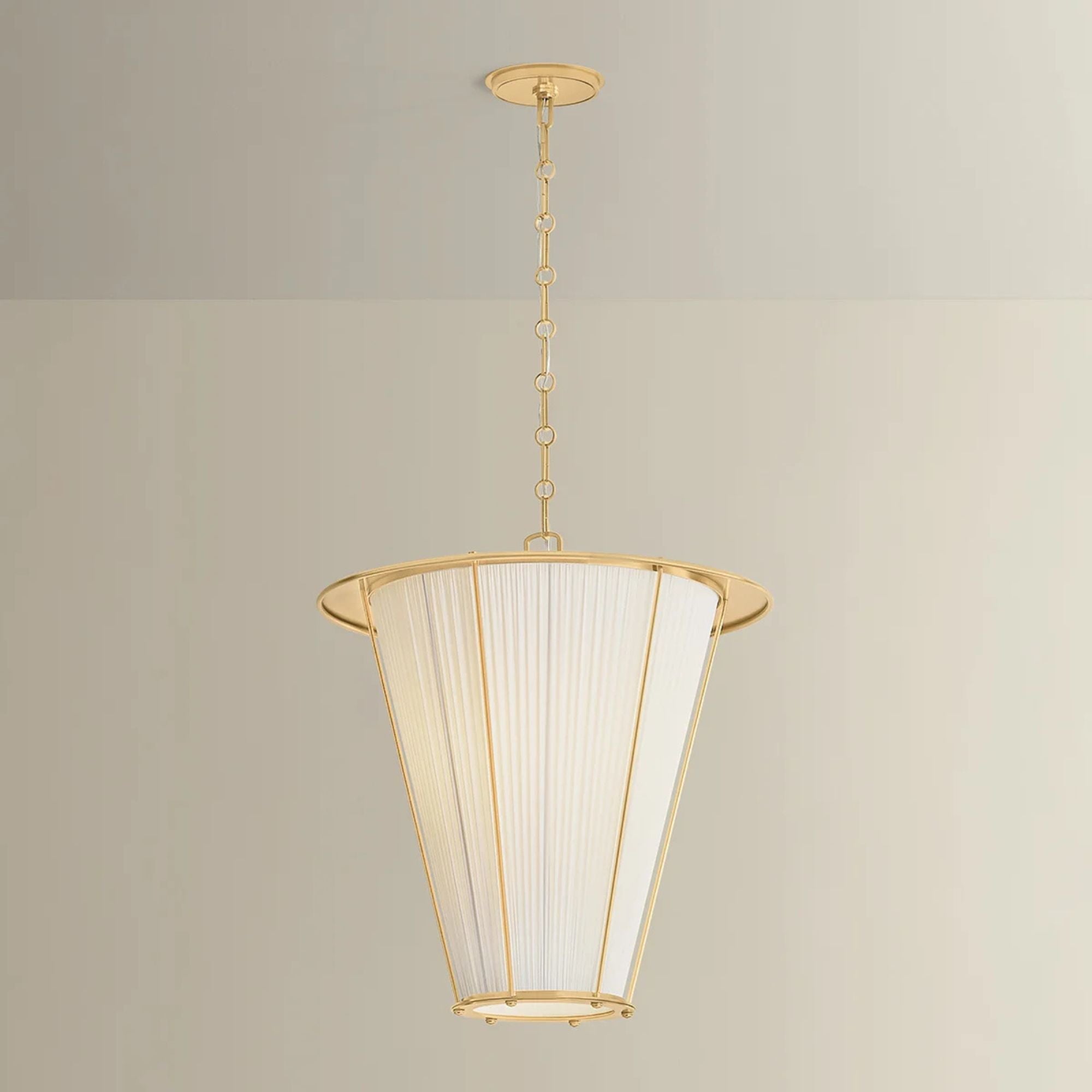 Hudson Valley Ellsworth 23.75 in. Pendant Light, Aged Brass with Ivory Silk Shade