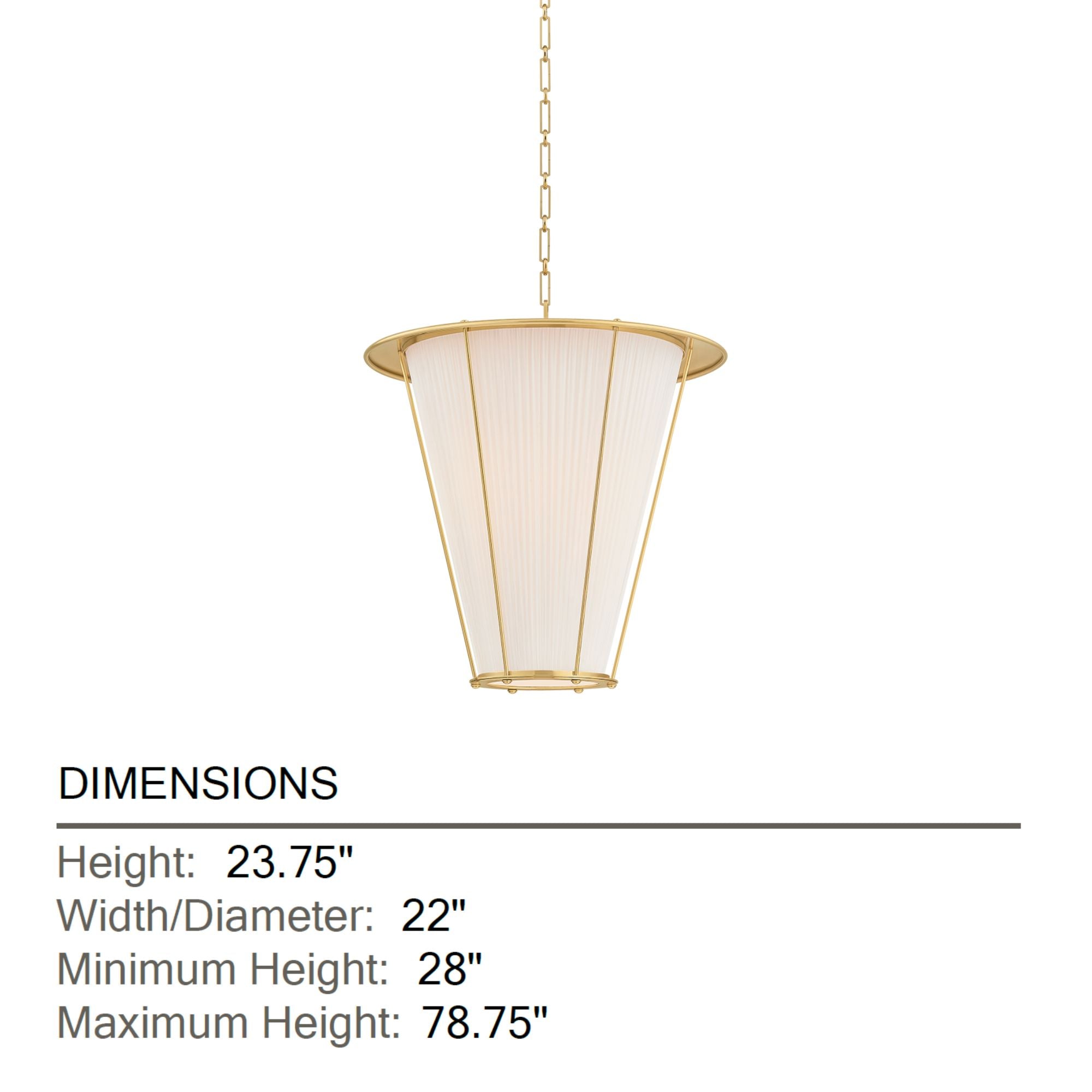 Hudson Valley Ellsworth 23.75 in. Pendant Light, Aged Brass with Ivory Silk Shade