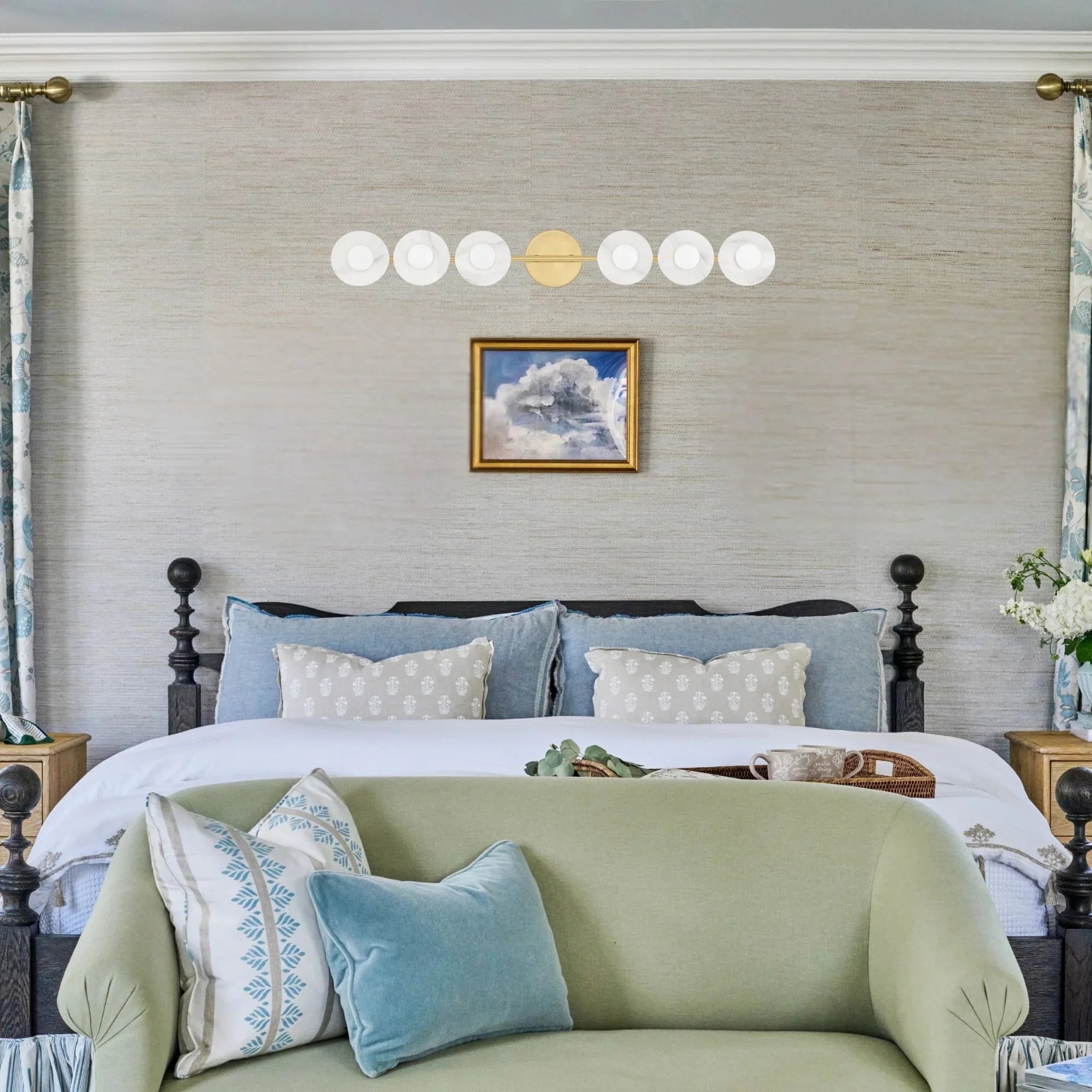 Elmont 34" 6-Light Bath and Vanity Light, Aged Brass Finish