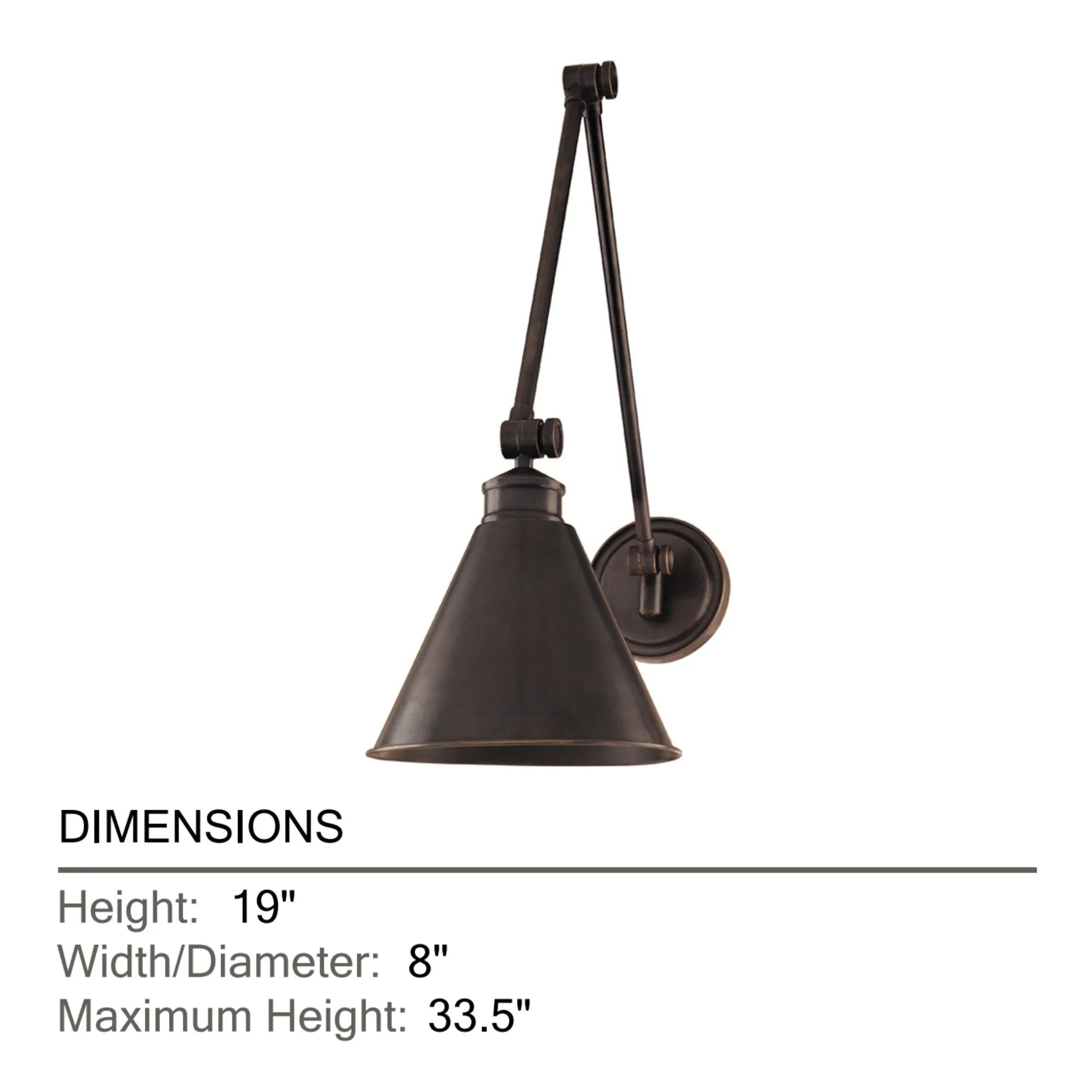 r 19" Swing Arm Lamp, Old Bronze with Metal Shade