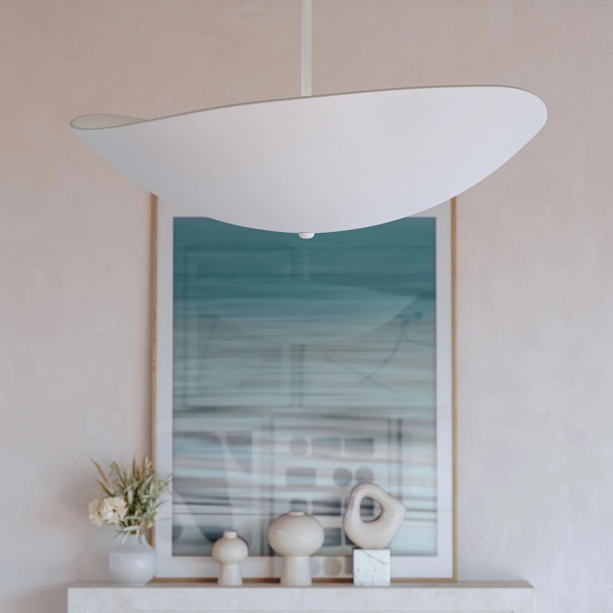 Fabius 36" Pendant, White Plaster Finish