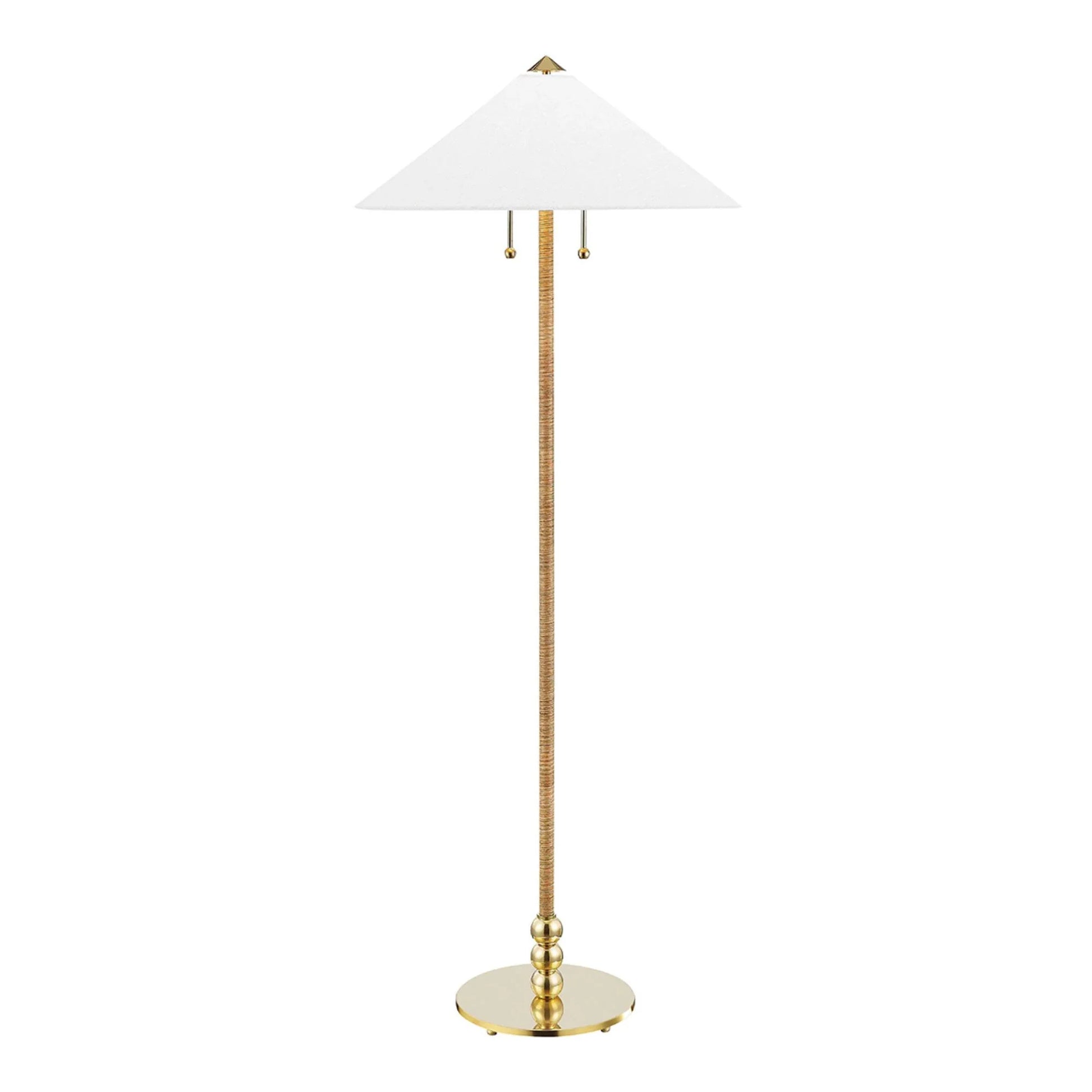Hudson Valley Lighting - Flare 62" 2-Light Floor Lamp, Aged Brass Finish | Bees Lighting