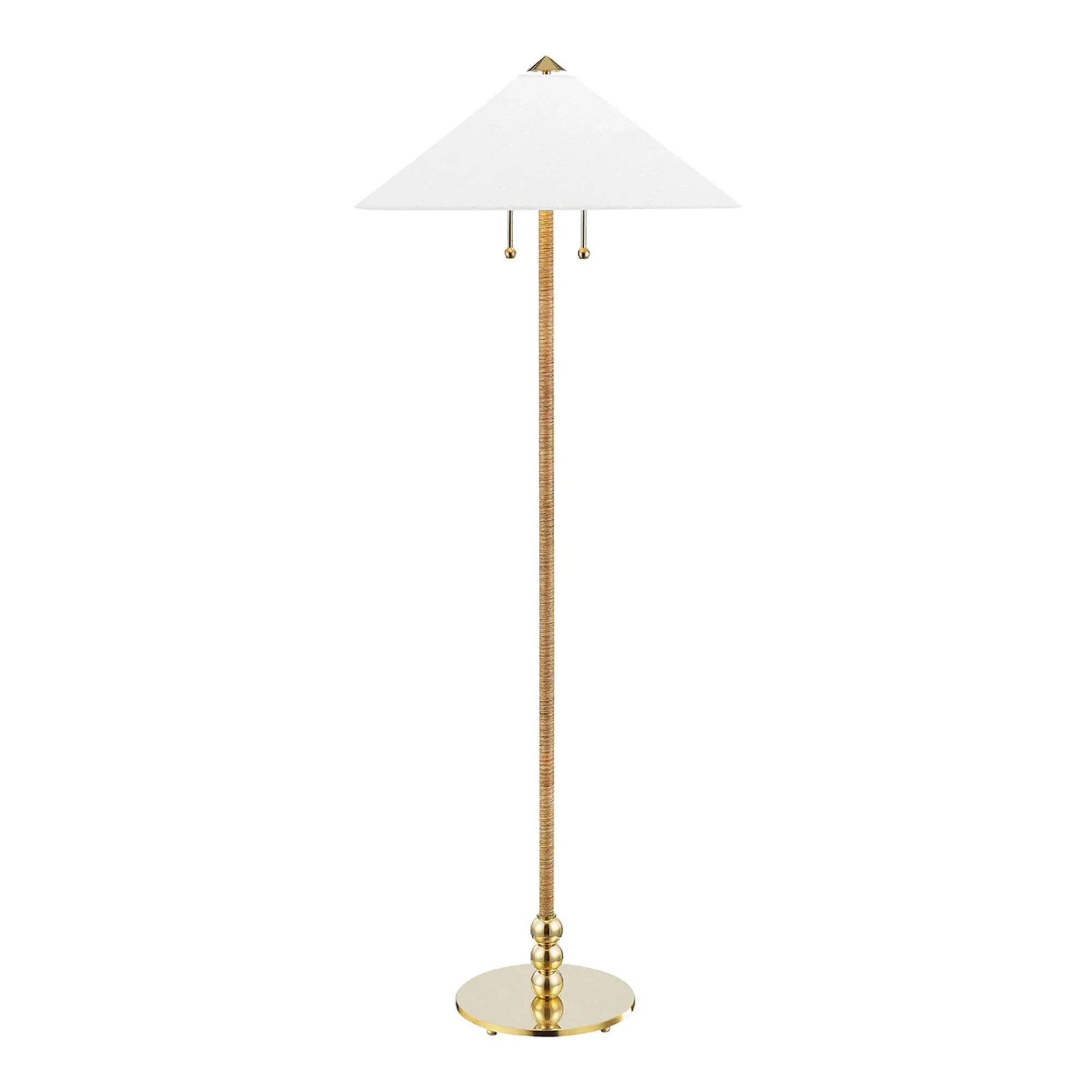 Flare 62" 2-Light Floor Lamp, Aged Brass Finish