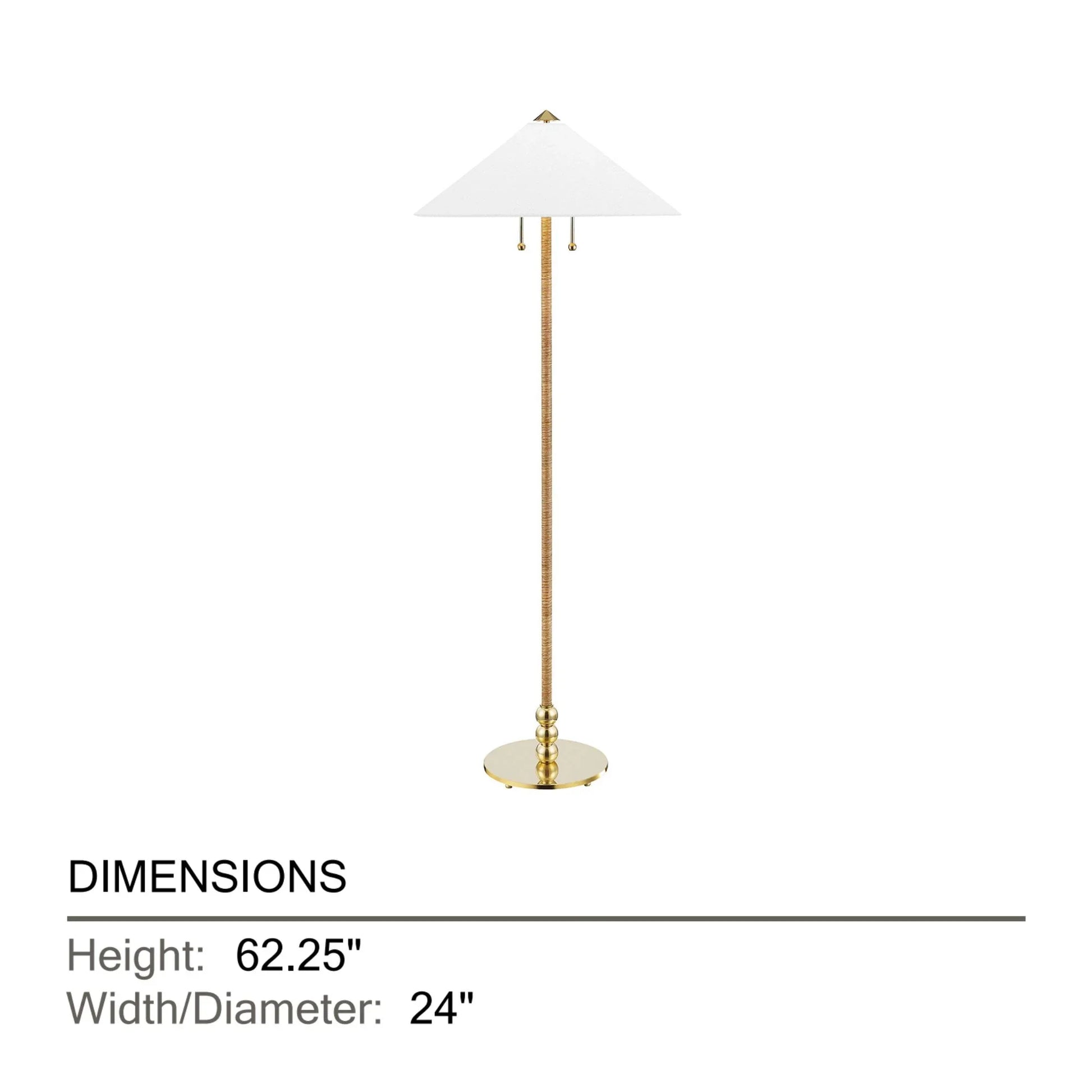 Hudson Valley Lighting - Flare 62" 2-Light Floor Lamp, Aged Brass Finish | Bees Lighting