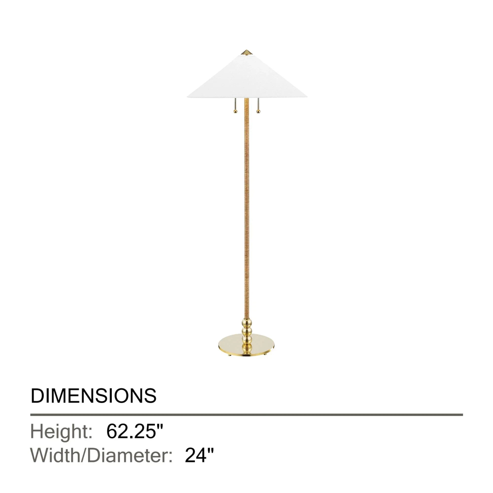 Hudson Valley Lighting - Flare 62" 2-Light Floor Lamp, Aged Brass Finish | Bees Lighting