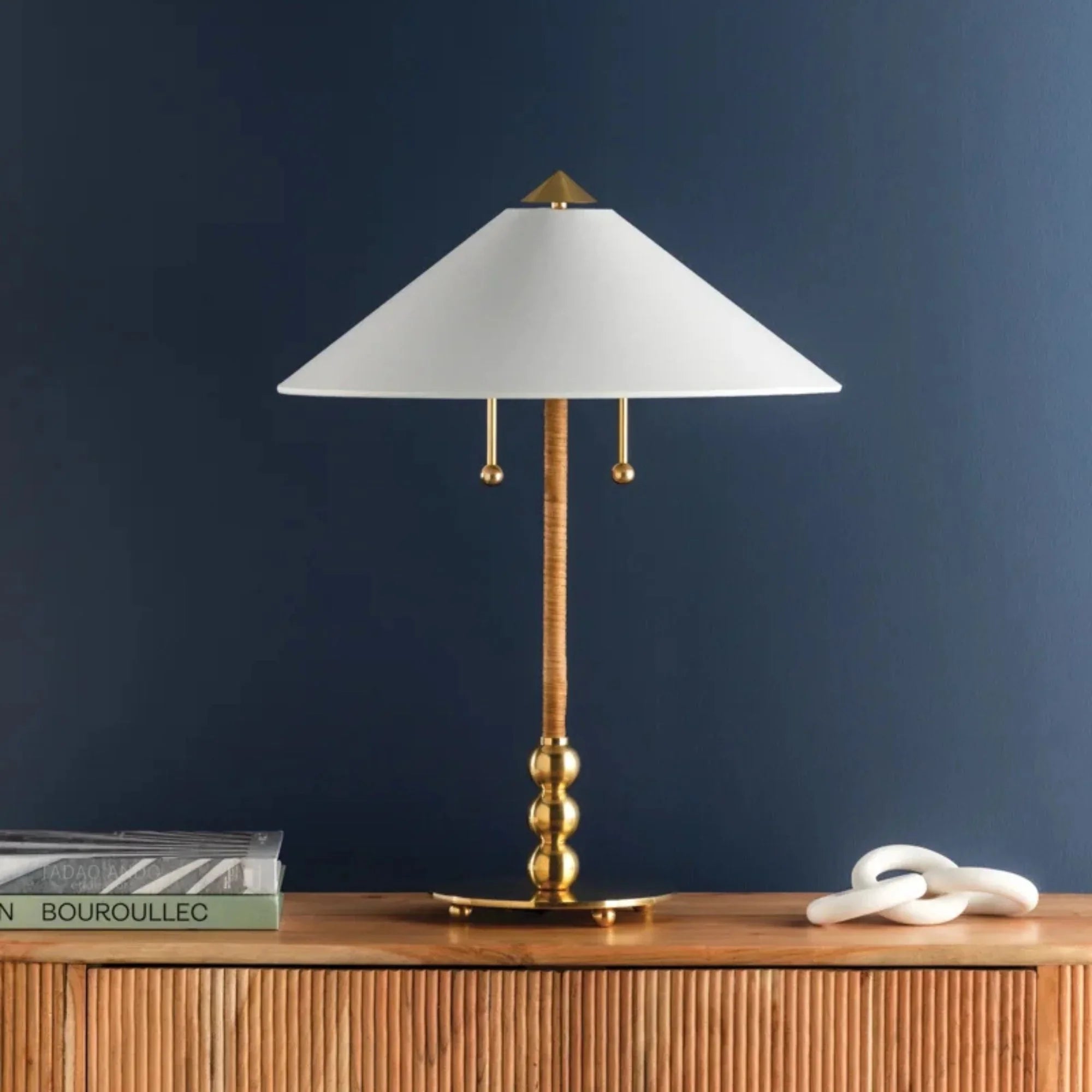 Hudson Valley Lighting - Flare 24" 2-Light Table Lamp, Aged Brass Finish | Bees Lighting
