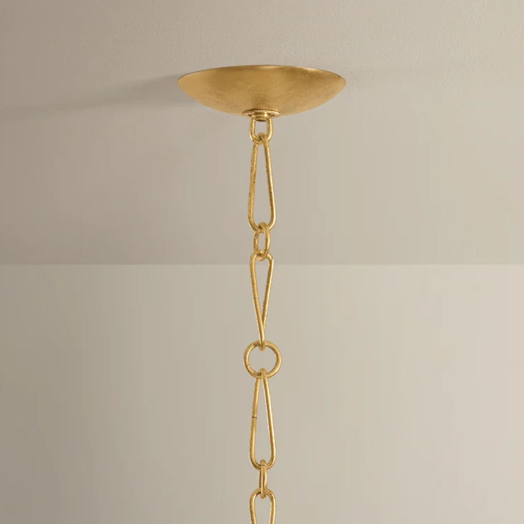 Hudson Valley Forest Glen 26 in. 6-Light Chandelier, Vintage Gold Leaf with Seeded Cloud Glass