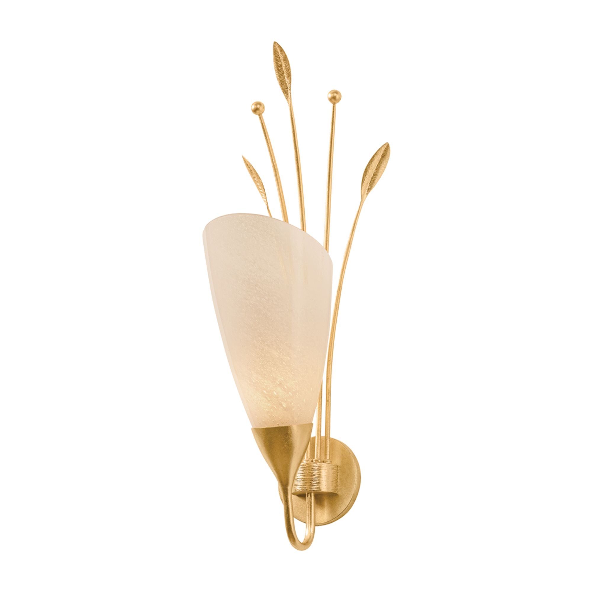 Hudson Valley Forest Glen 27.75 in. Wall Sconce, Vintage Gold Leaf with Seeded Cloud Glass