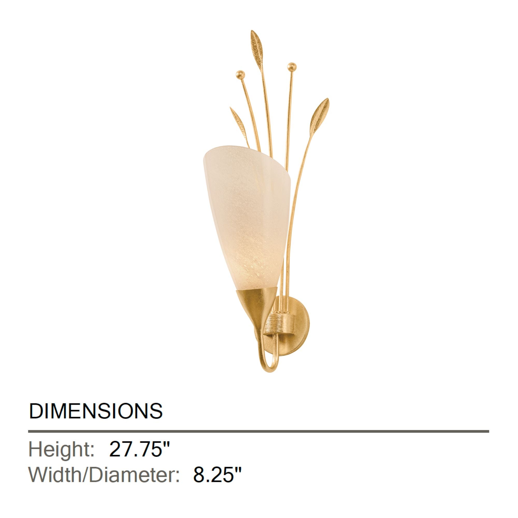 Hudson Valley Forest Glen 27.75 in. Wall Sconce, Vintage Gold Leaf with Seeded Cloud Glass