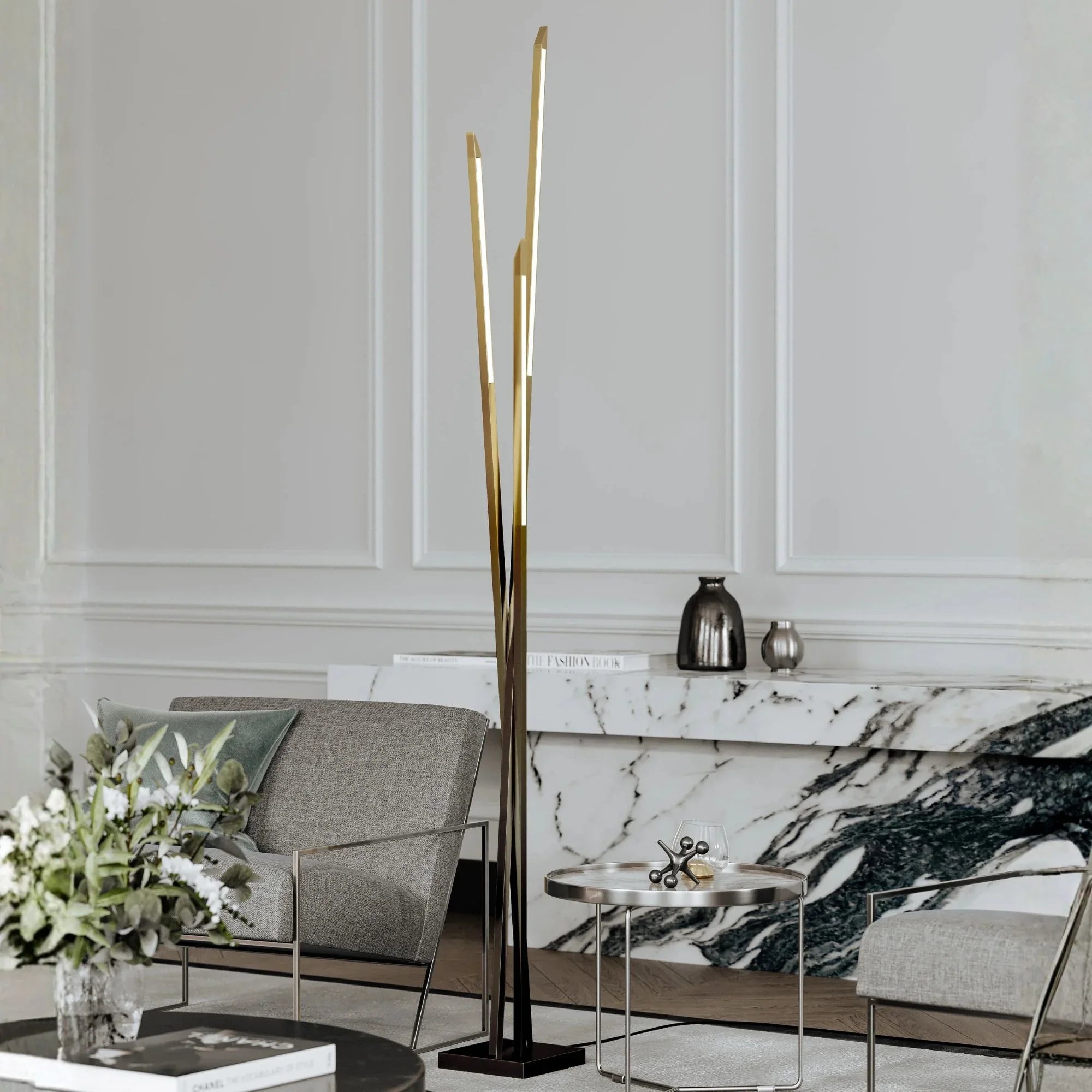 Gansevoort 78" LED Floor Lamp, Gradient Brass Finish