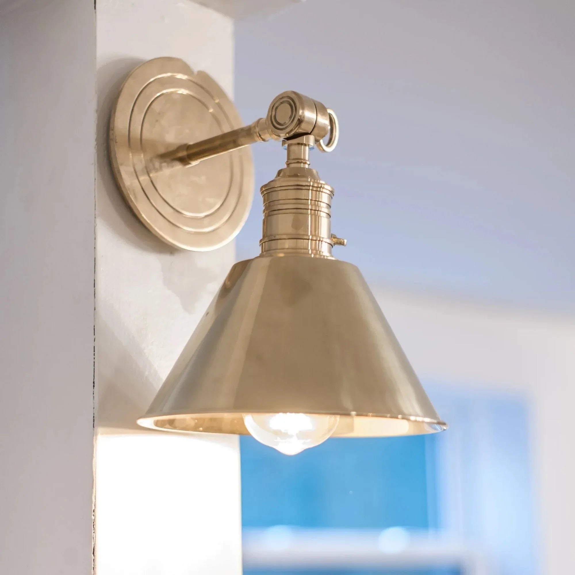 Garden City 11" Swing Arm Lamp, Aged Brass Finish