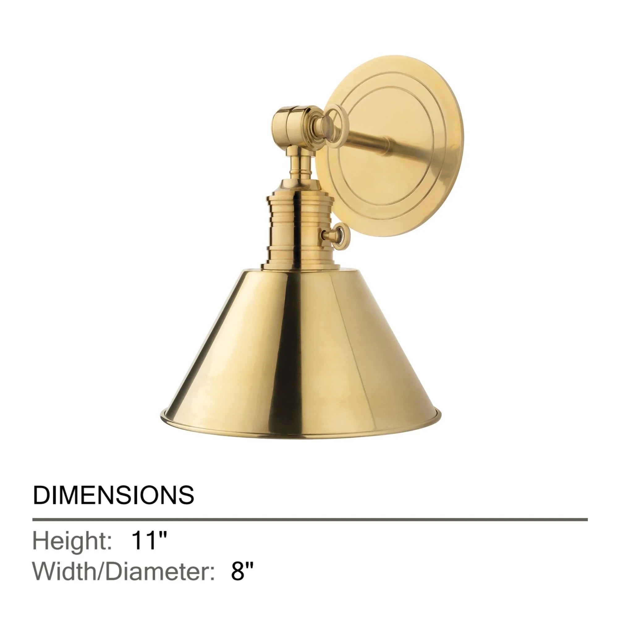 Garden City 11" Swing Arm Lamp, Aged Brass Finish